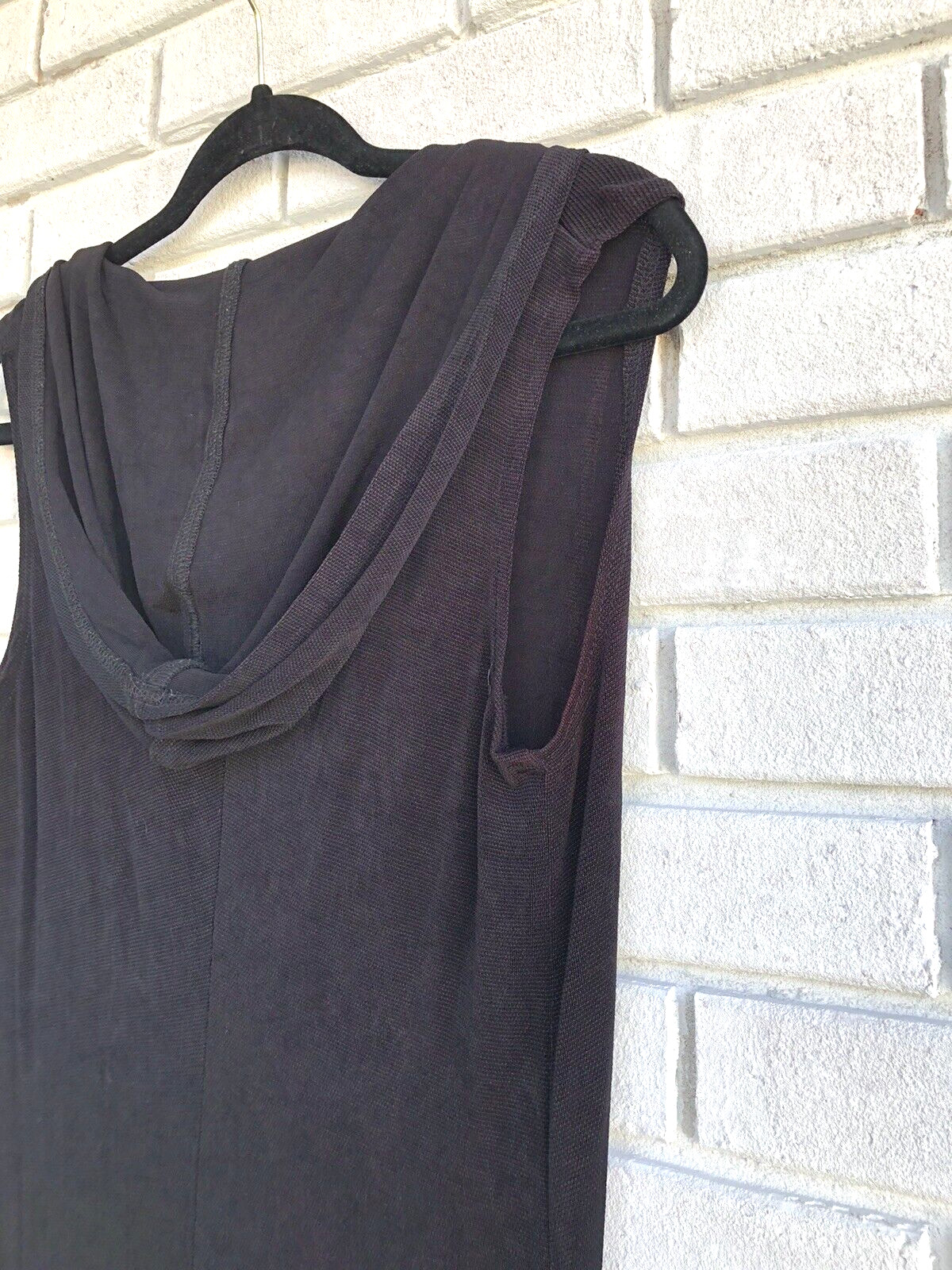 Vintage 90s long Dress Goth Vamp Full Zip Hooded Stretch Bodycon Witchy