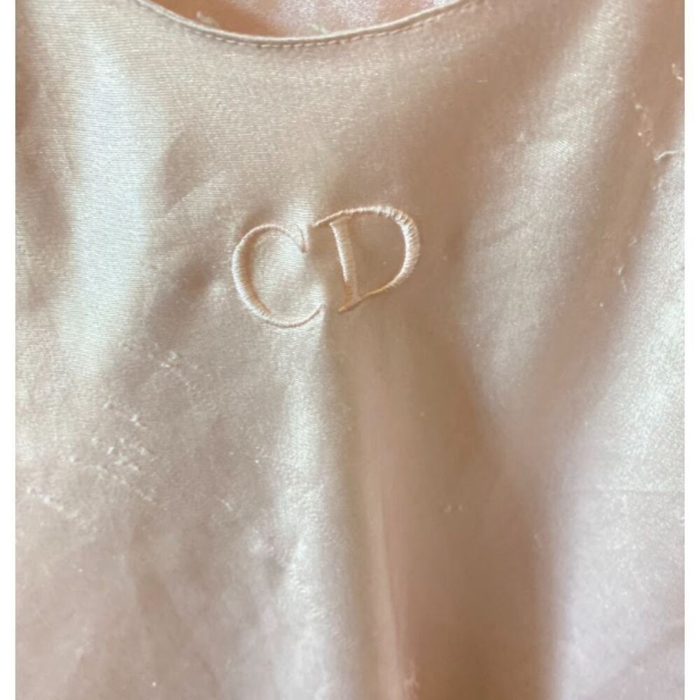 Vintage Christian Dior Satin Slip Dress Pink Lingerie Chemise CD Monogram