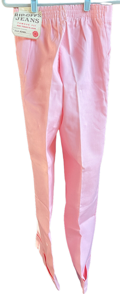 Vtg NEW 1970s Bell Bottom Sun Jeans Retro Junior Sz 7/8 30×34” Pink Twill Flare