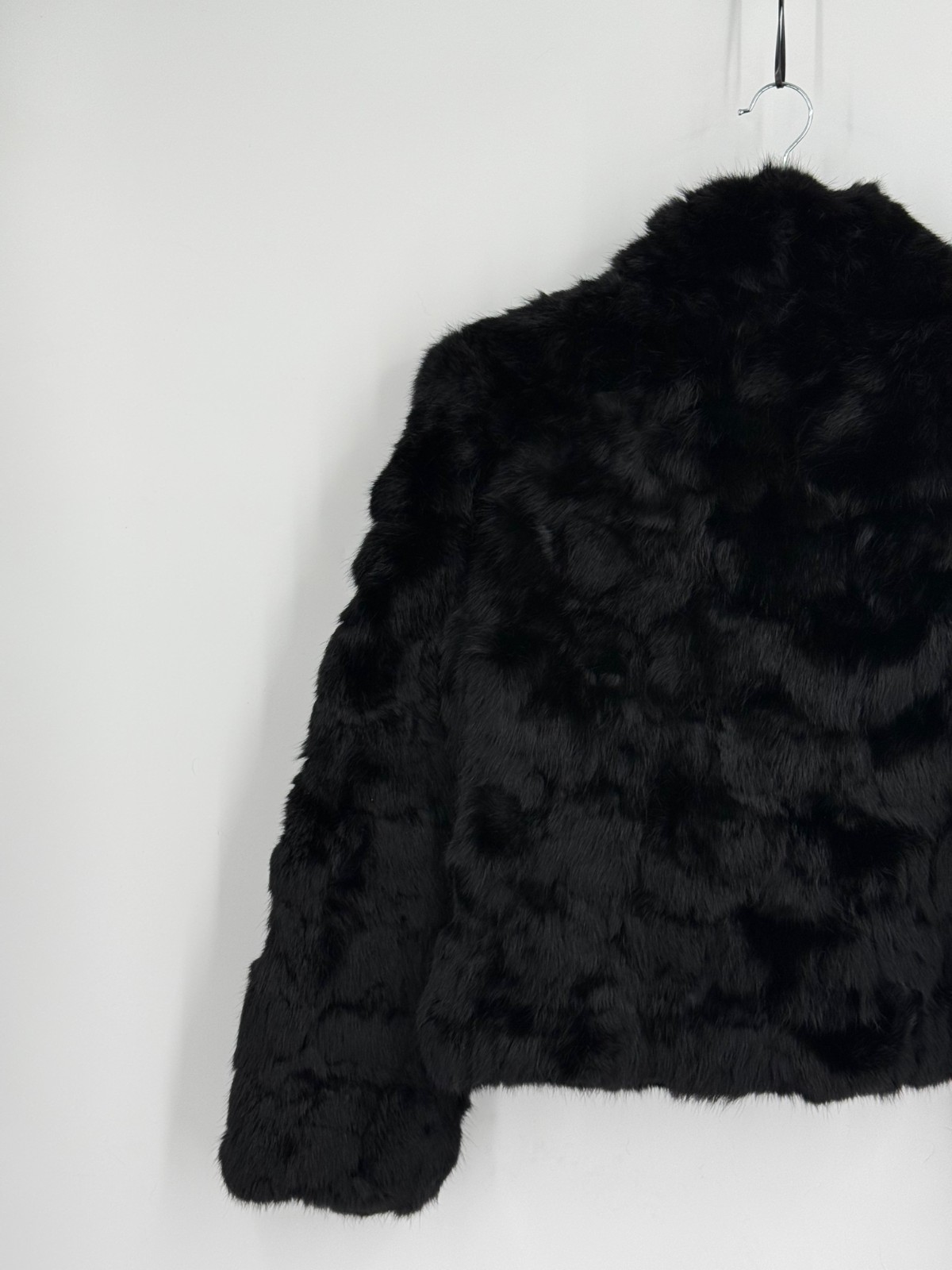 Vintage 1980s Sergio Valente Black Genuine Rabbit Fur Coat Women’s Size Medium