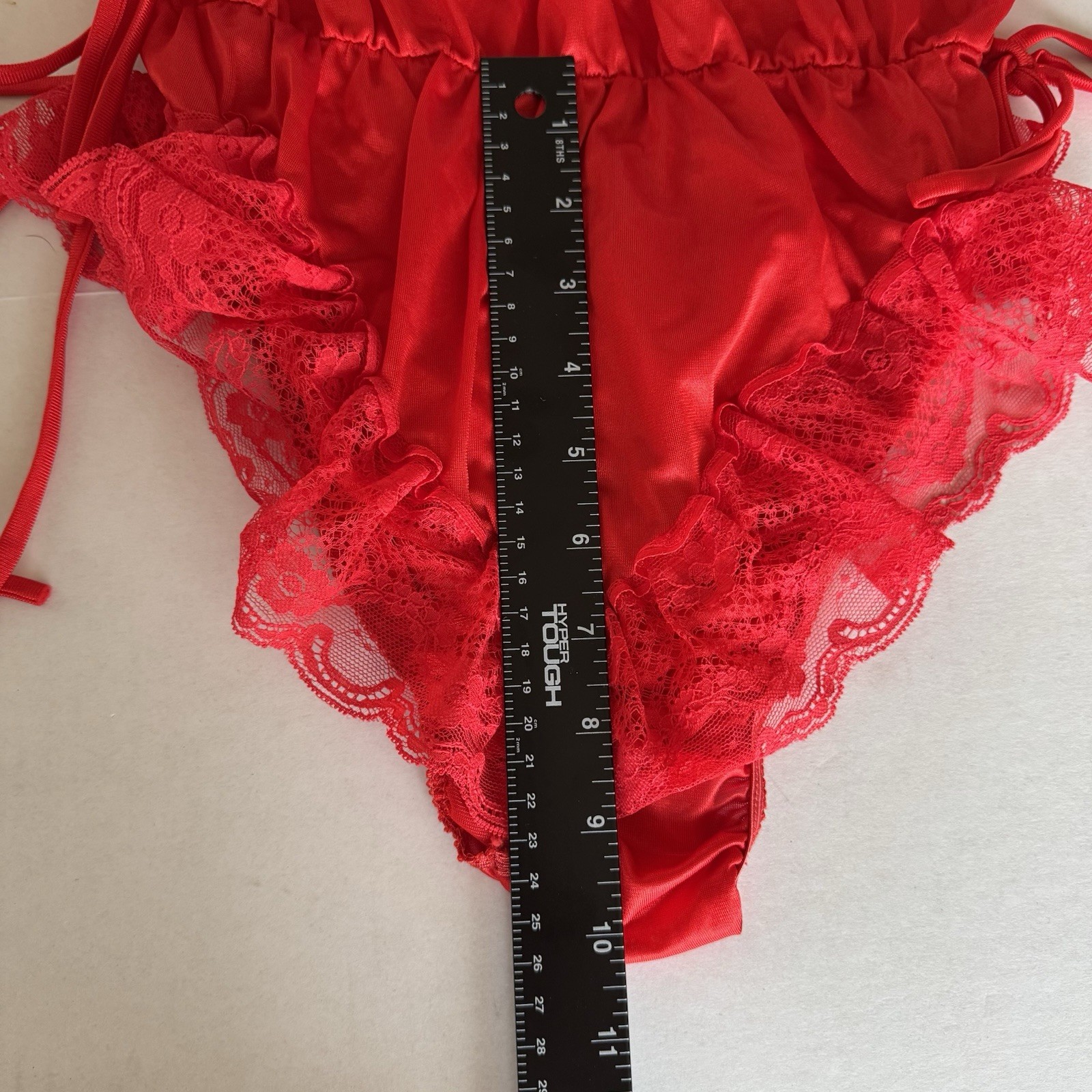VTG 70’s JCPenney Lace Lingerie Bodysuit Size S Red Nylon Made in USA B6