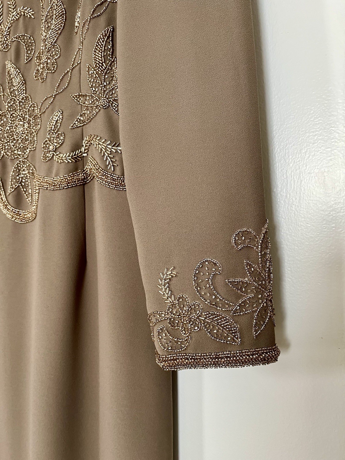 Vintage Taupe Mother Of The Bride Evening Gown Beaded