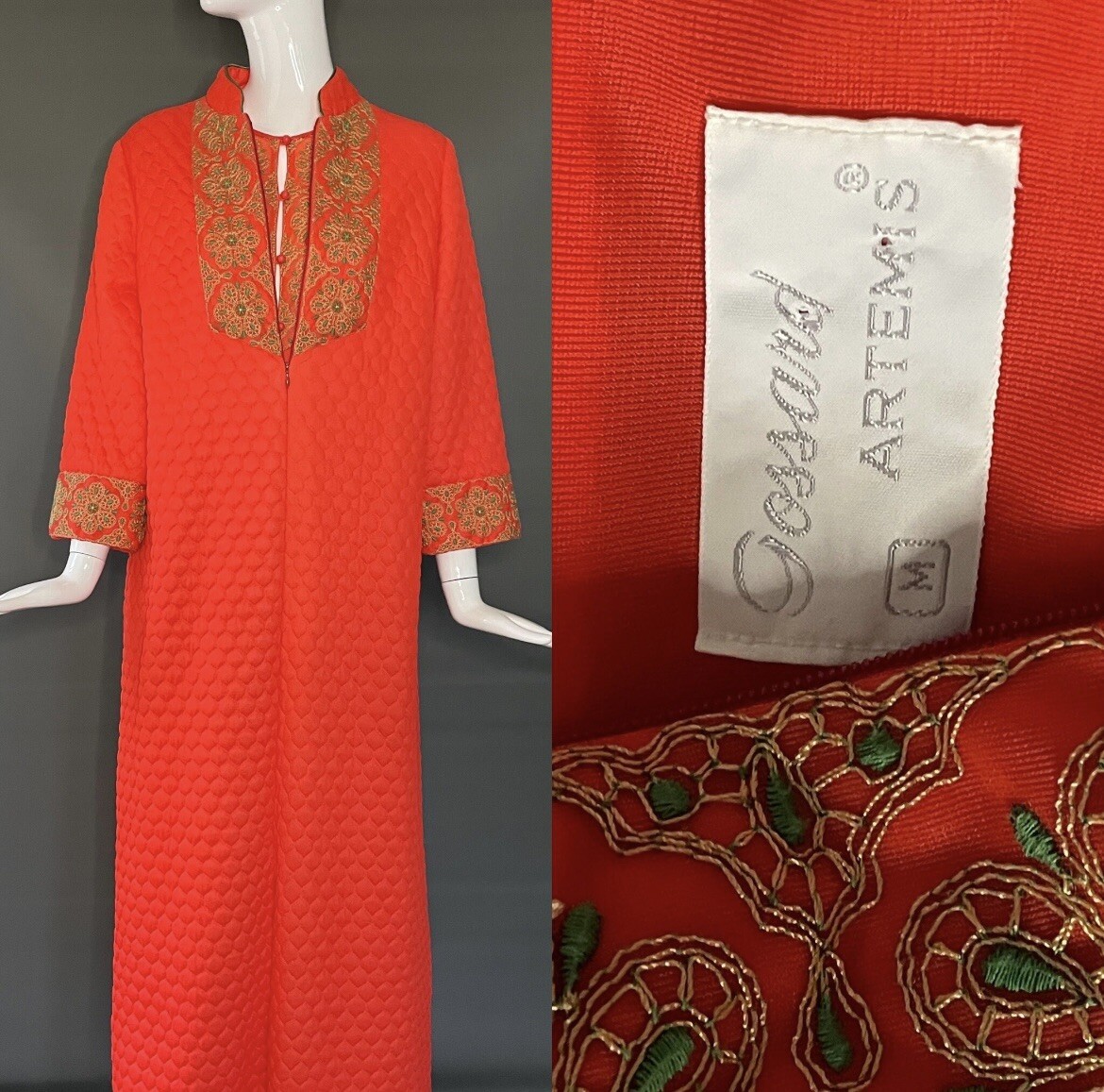 Vintage Artemis 2 Piece Nightgown And Matching Quilted Robe Mint Condition M
