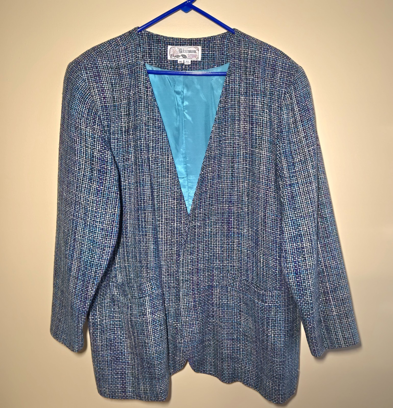 Westbrook Classics Atlanta Womens XL 100% Silk Multicolor Tweed Blazer Jacket