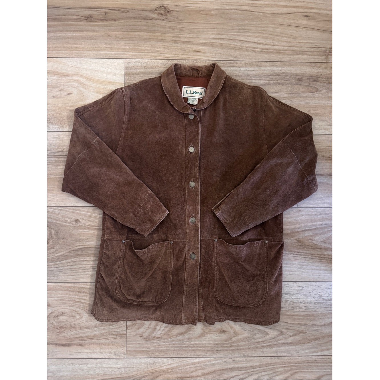 VTG L.L. Bean Genuine Suede Chore Coat Western Ranchwear Barn Jacket Size L/XL