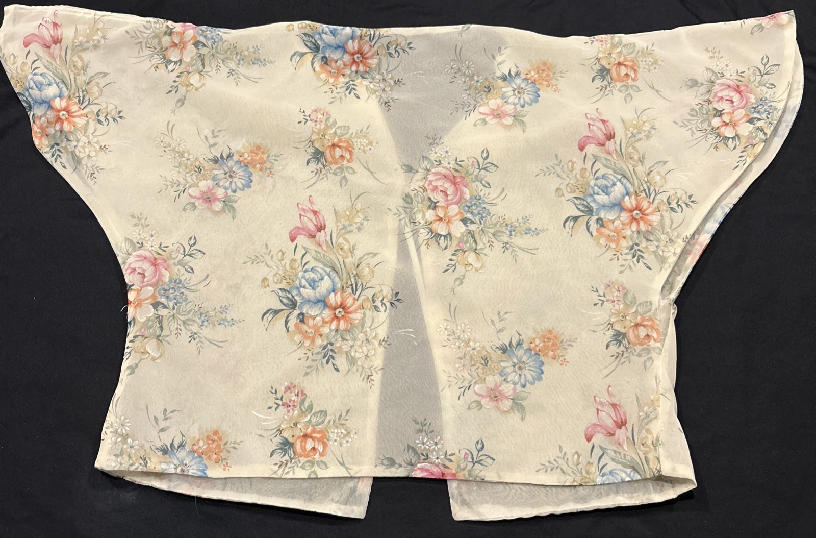 Vintage Women’s Floral Sheer Jacket Lightweight Sheer Layer Handmade A22