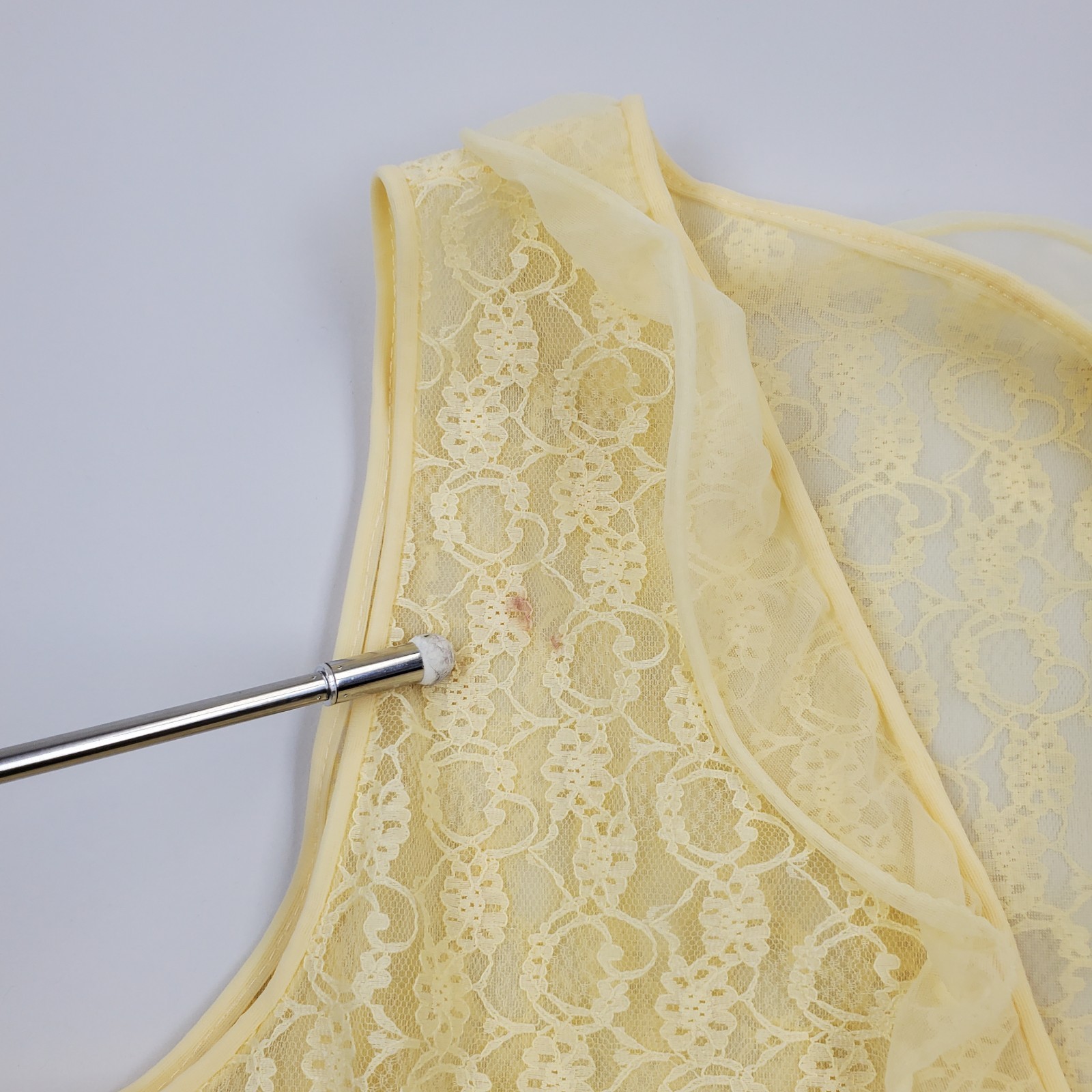 VTG 50s 60s Sears Roebuck Co Yellow Lace Chiffon Vest Peignoir Sheer Lingerie M