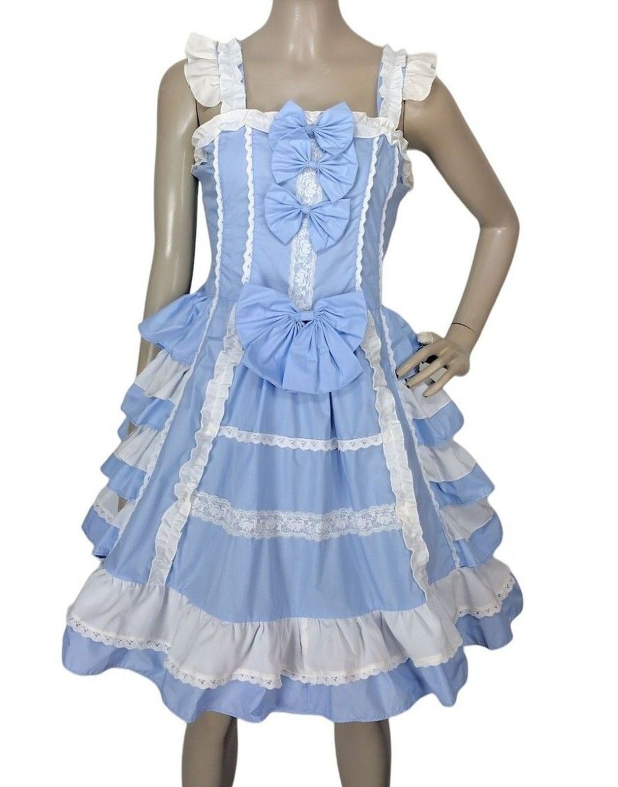 Vintage Lolita Bows Ruffles Lace Corset Princess Palace Kawaii Sweet JSK Dress