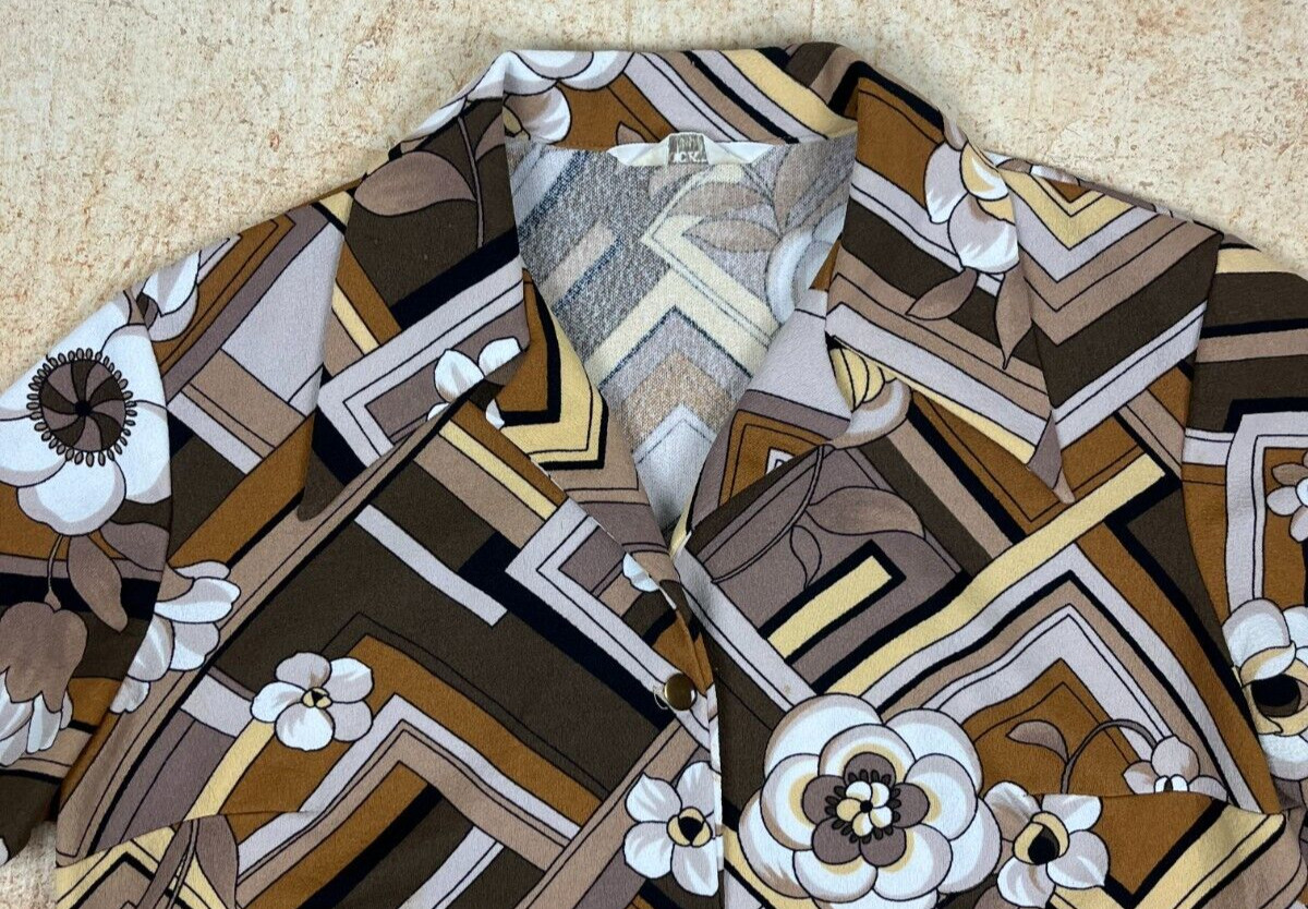 Vintage 70’s/80’s Brown Floral and Geometric Mod Button Down