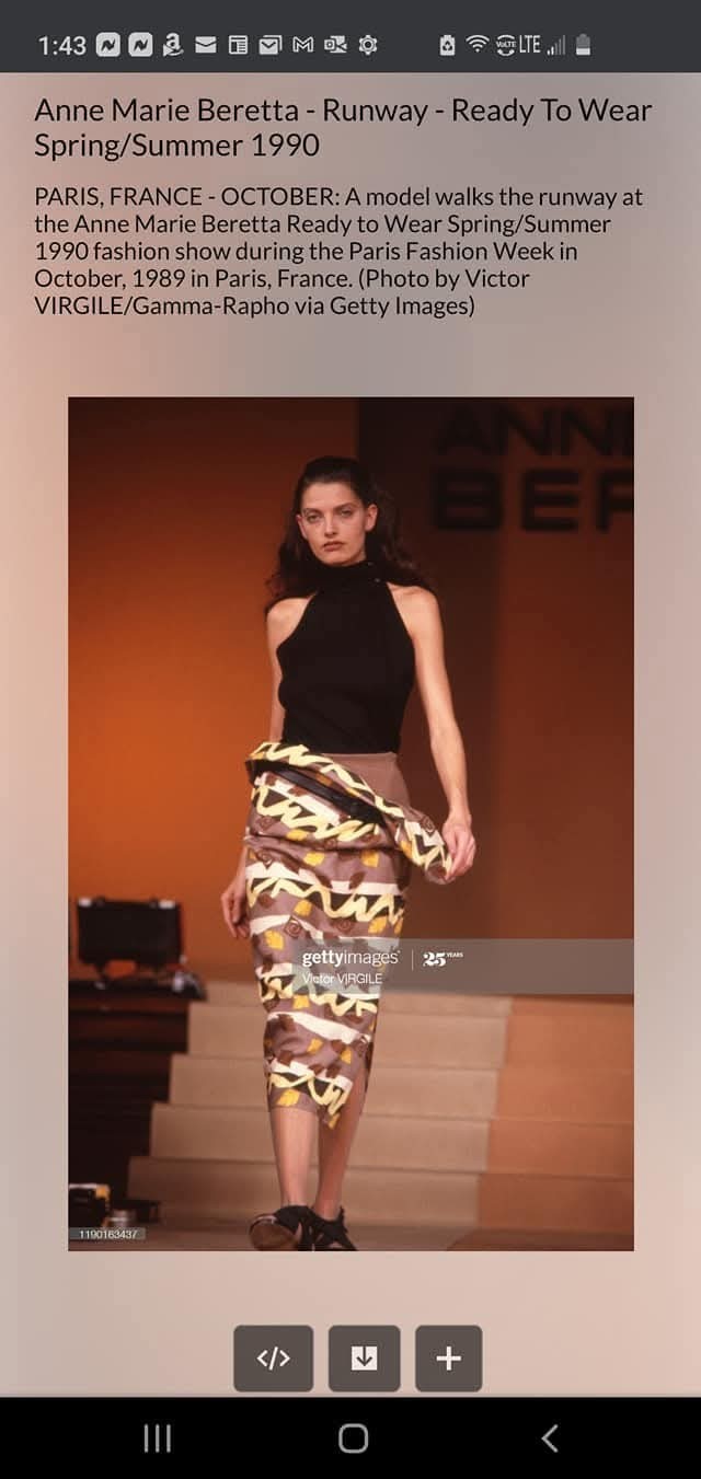 Vtg ANNE MARIE BERETTA 89 Paris rnway couture linen peplum skirt abstract print