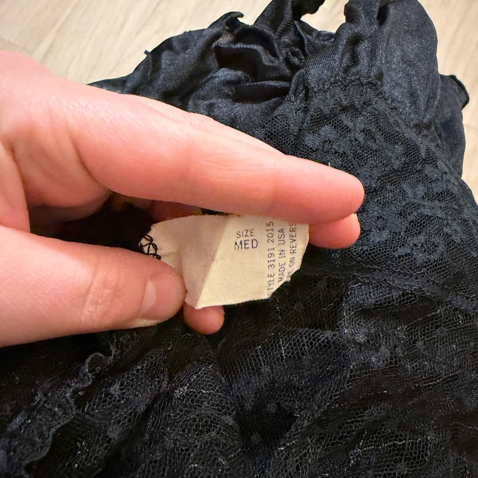 Vintage Black Lace Mesh Lingerie Teddy Size Medium Made in USA