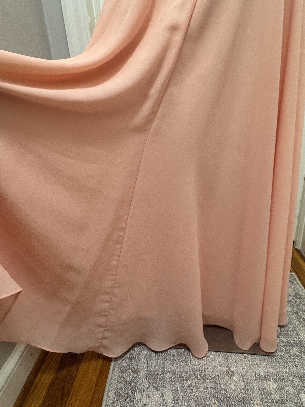 VTG 90s Faviana New York Halter Gown Peach Sequin Backless Maxi Dress Size 13/14