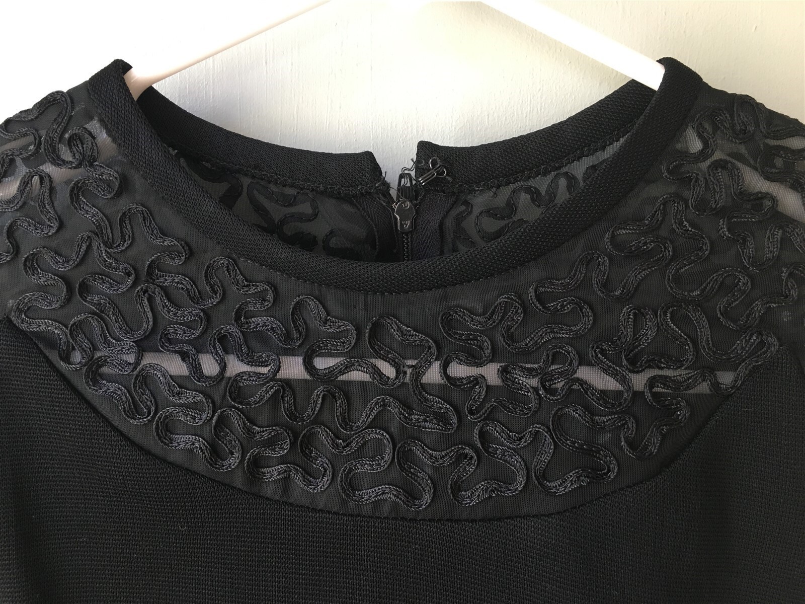 Vintage Little Black Dress LBD George Small New York sheer mesh trim elegant