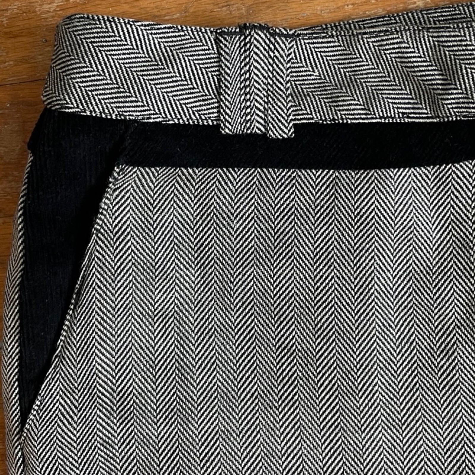 Vintage Herringbone Pants Size Large 33″ Waist 1990s Oscar de la Renta Trousers