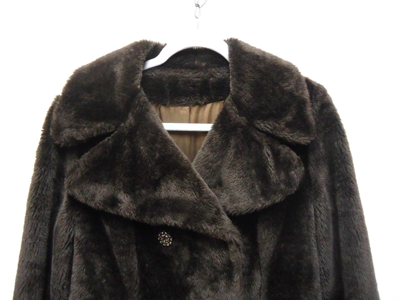 Vintage Women’s Betty Rose Dark Brown Faux Fur Double Breasted Coat