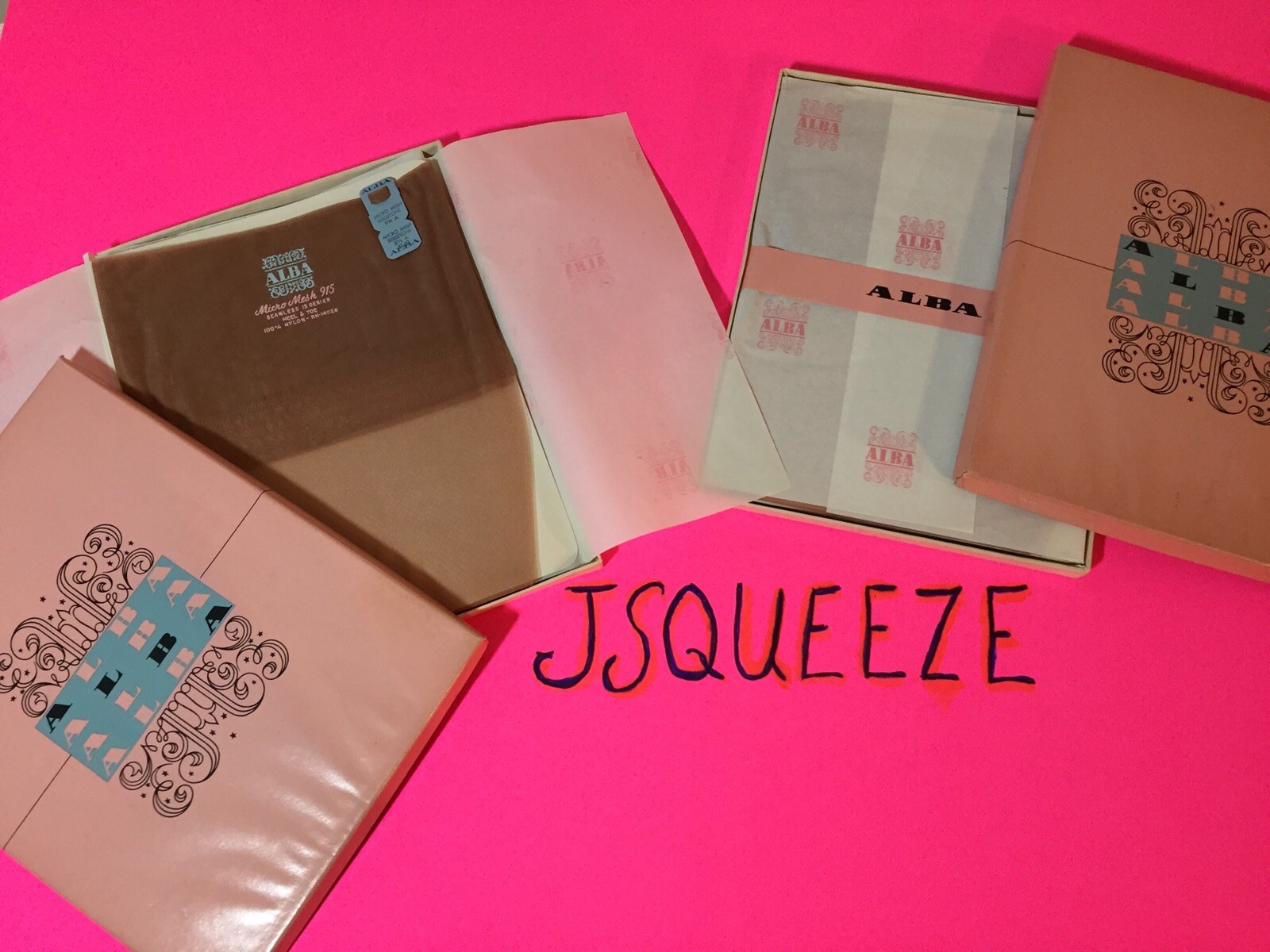 9 1/2 X 32” NYLON STOCKINGS 5 FABULOUS PAIRS 15 DENIER GARTER HOSIERY NYLONS LEG