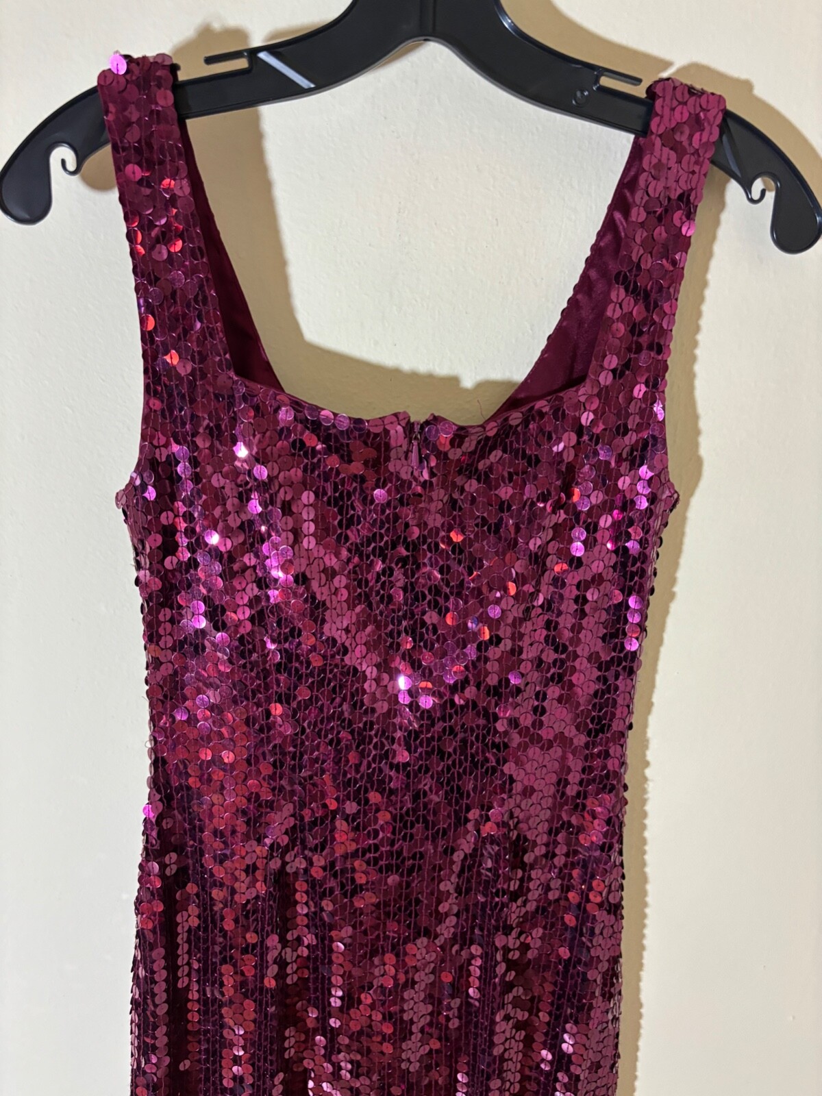 Vtg 90s NITELINE Della Roufogali Dress 2 Purple SEQUIN Mob Wife MERMAID COCKTAIL