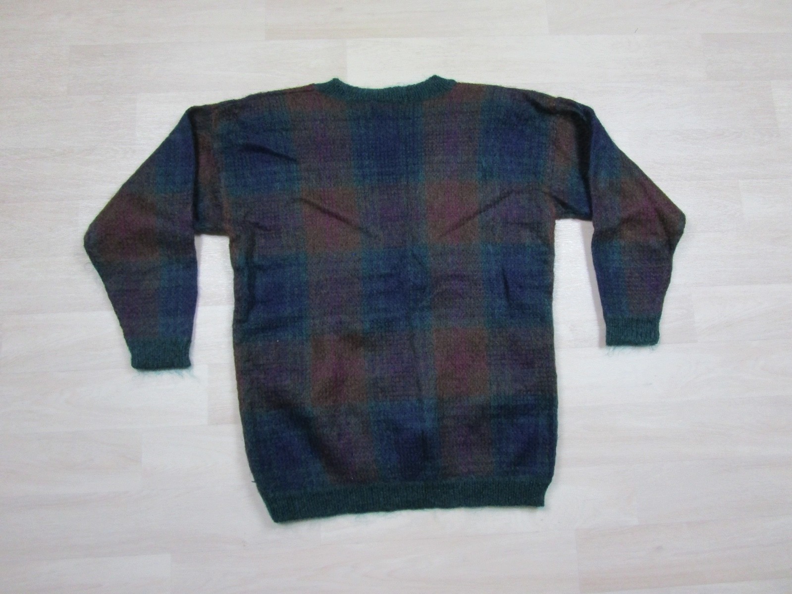 Vintage 90s Paul Harris Mohair Blend Sweater Women’s (M) Shoulder Pads Plaid