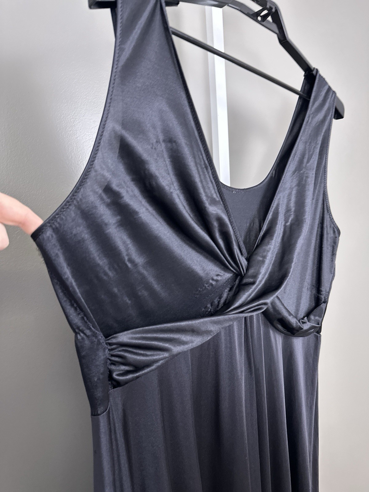 Vintage Plus Size Black Nylon Nightgown Full Sweep Silky Loungewear 2X 3X?
