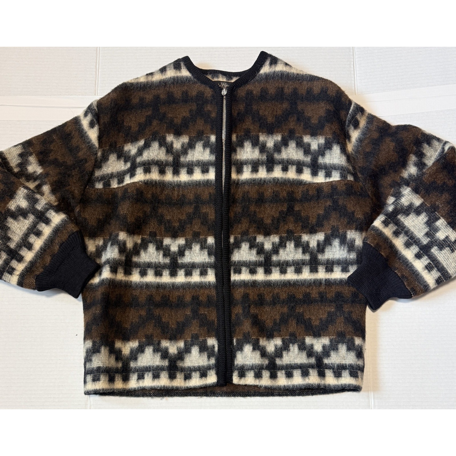 EARLE PICARD – VTG Women’s Virgin Wool Full Zip Cardigan Sweater Fair Isle Large
