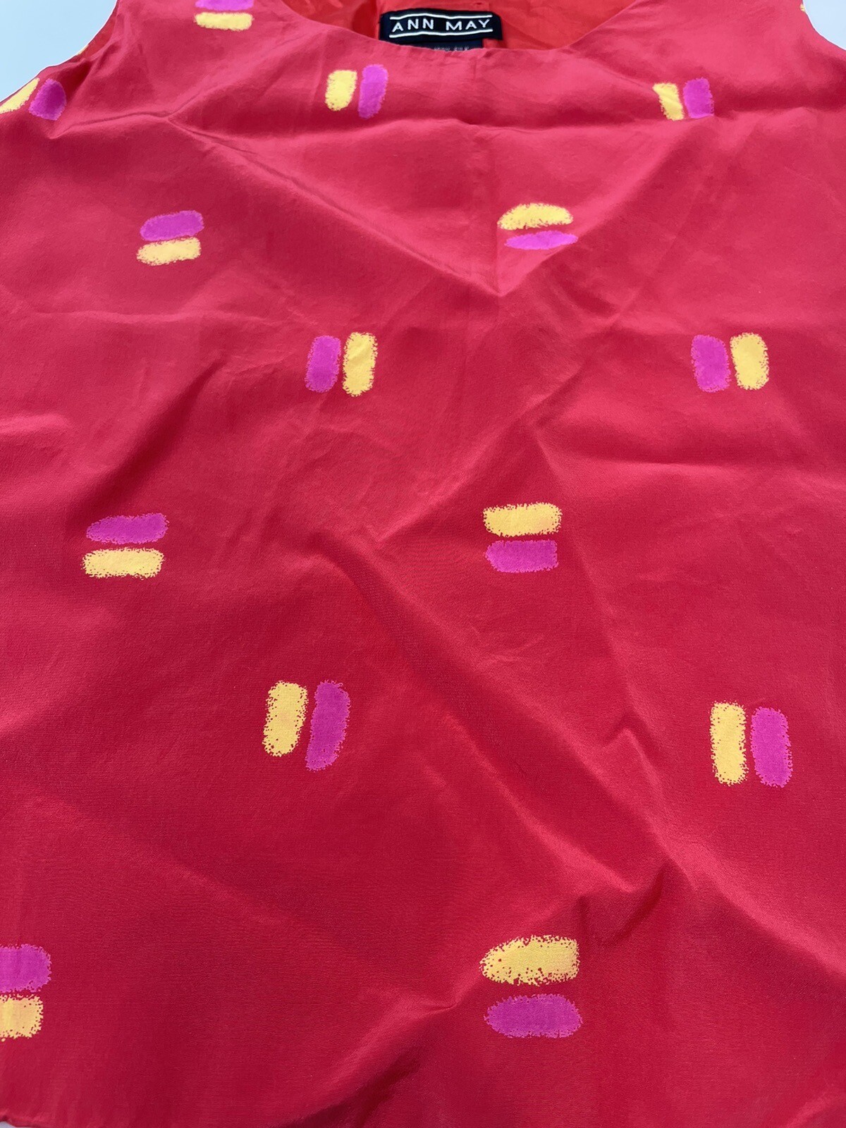 NWT Vintage 100% Silk Top crop Tank Ann May Pink And Yellow Size Small