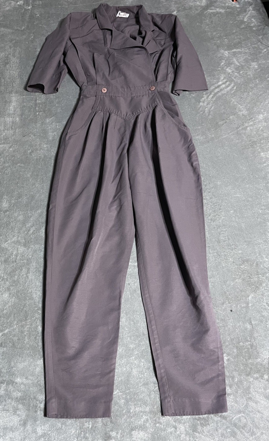 Vintage 80s PBJ Jumpsuit Juniors 9 Short Sleeve Slimming Rockabilly Pleated