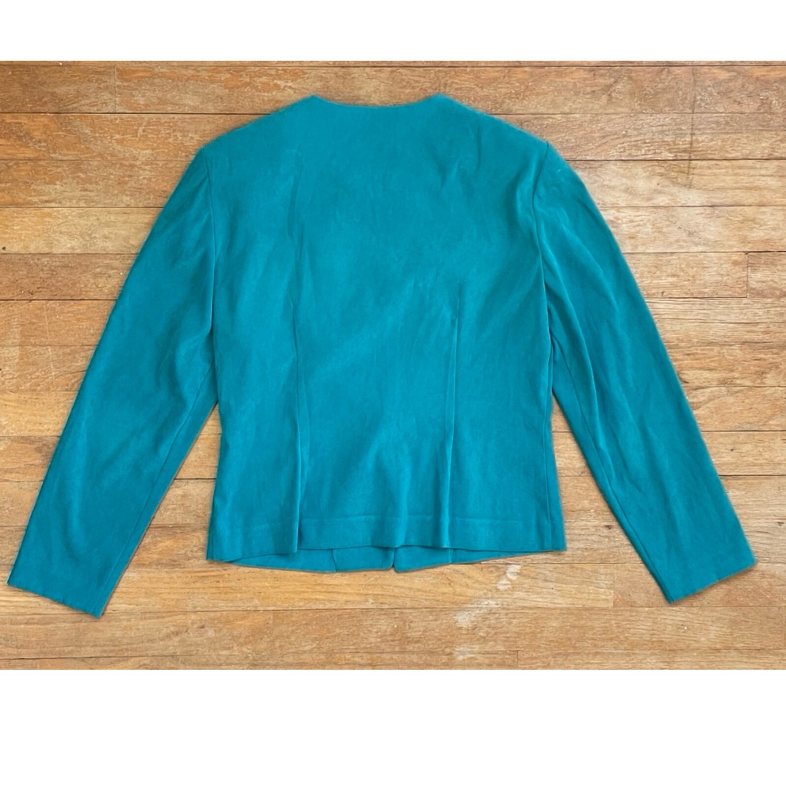 Vintage Teal Microfiber Jacket Womens Size Small 1990s Lightweight Blazer Satin