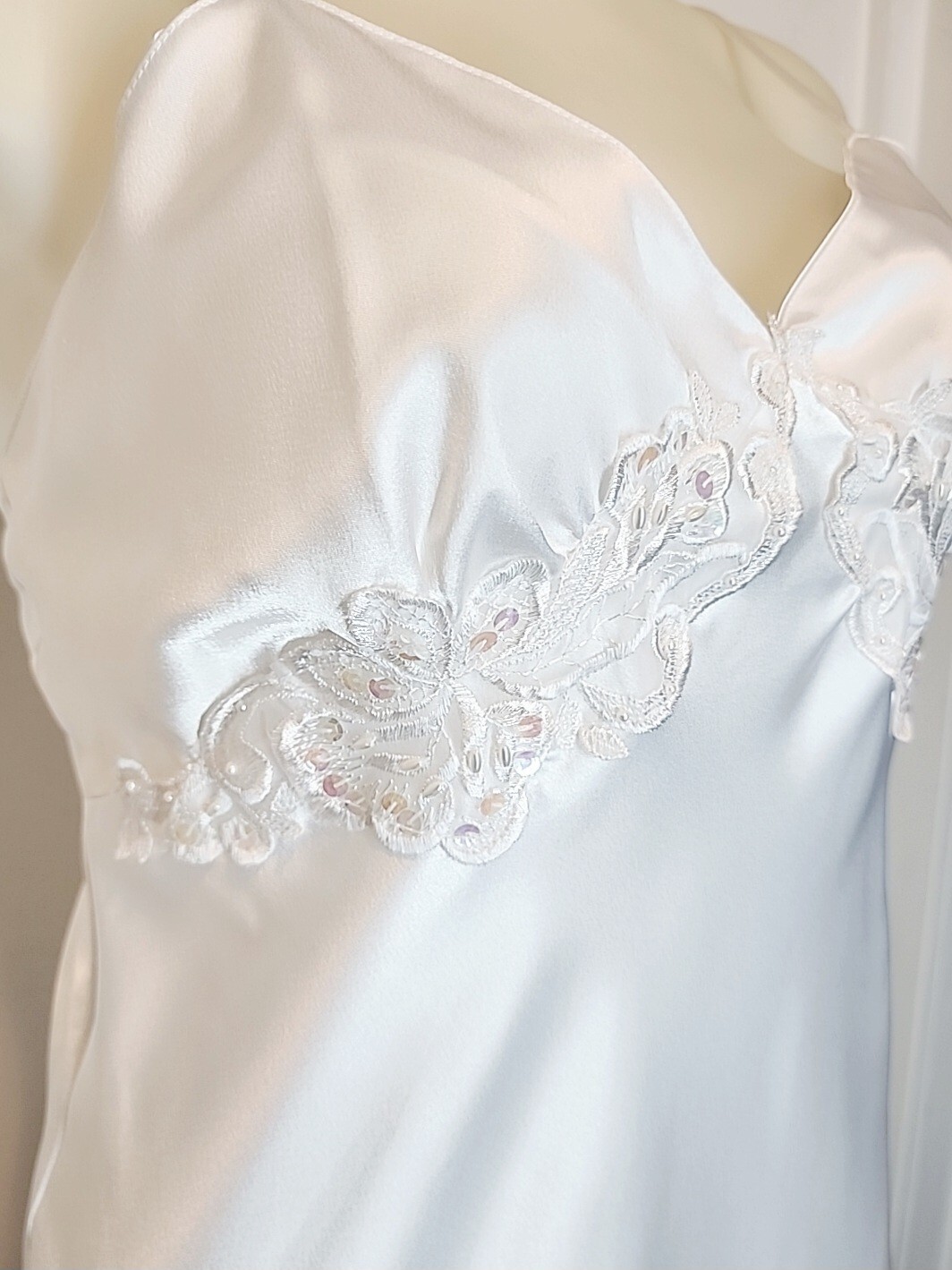 NWT VTG Intimo Amore Slip Dress Bridal White w/Sequin Chemise Y2K Women’s LARGE