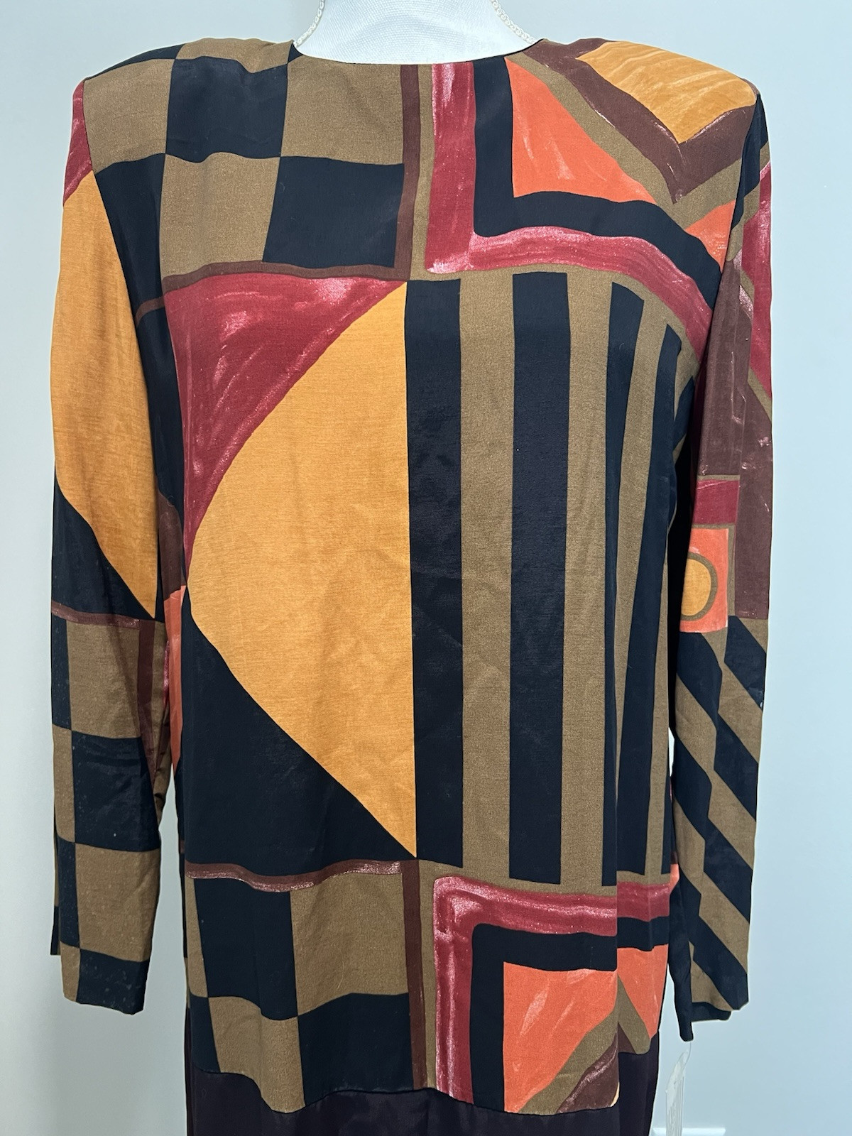 80s/90s Just In Thyme LTD. Multicolored Abstract, Geometric Printed Dress Size 8