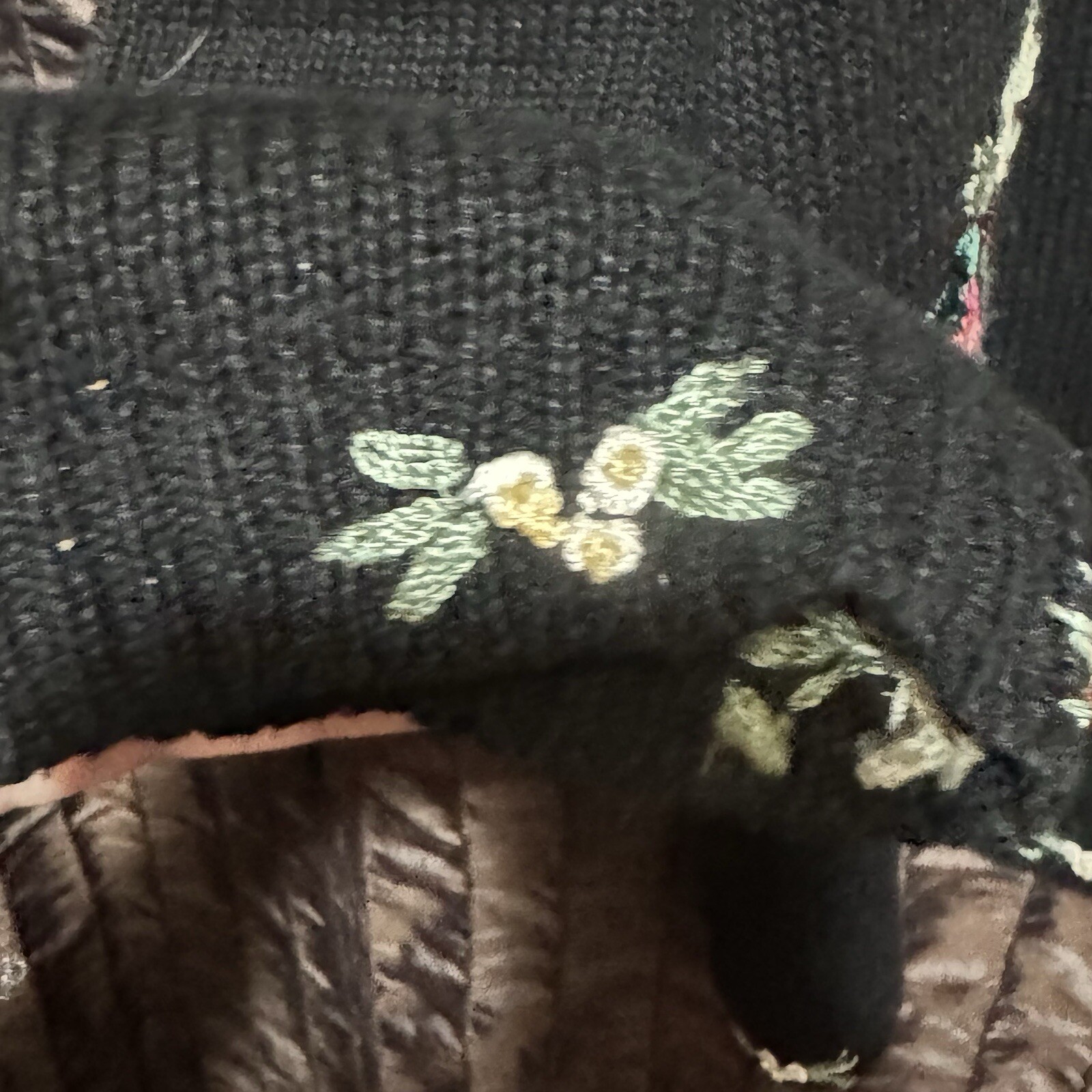 Stitches In Time Cardigan Sweater Stockings Holiday Christmas Black Size 1X Vtg