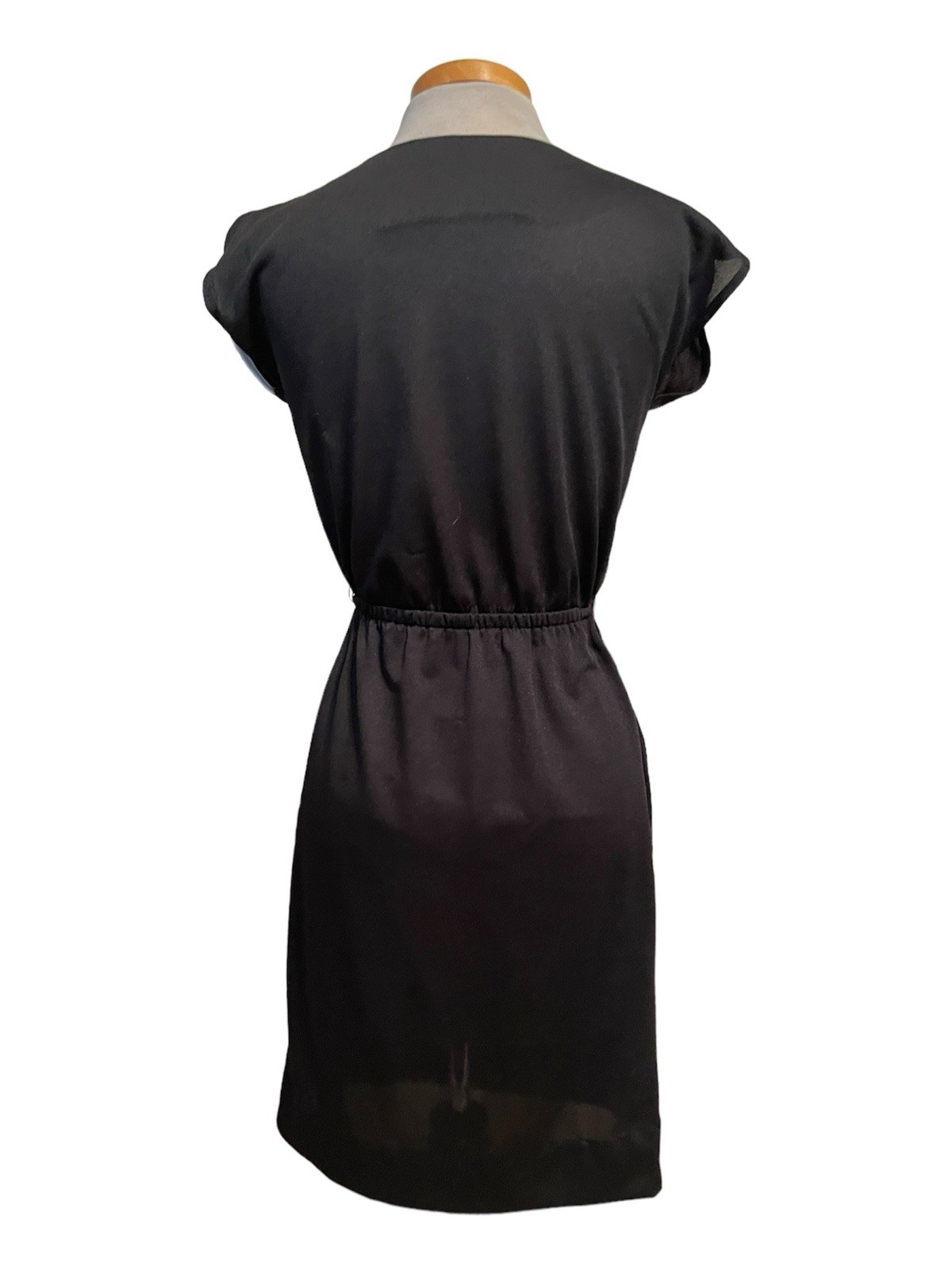 Vintage 1990’s 1980’s Black & White Geometric Color Block Mini Dress Gold Trim