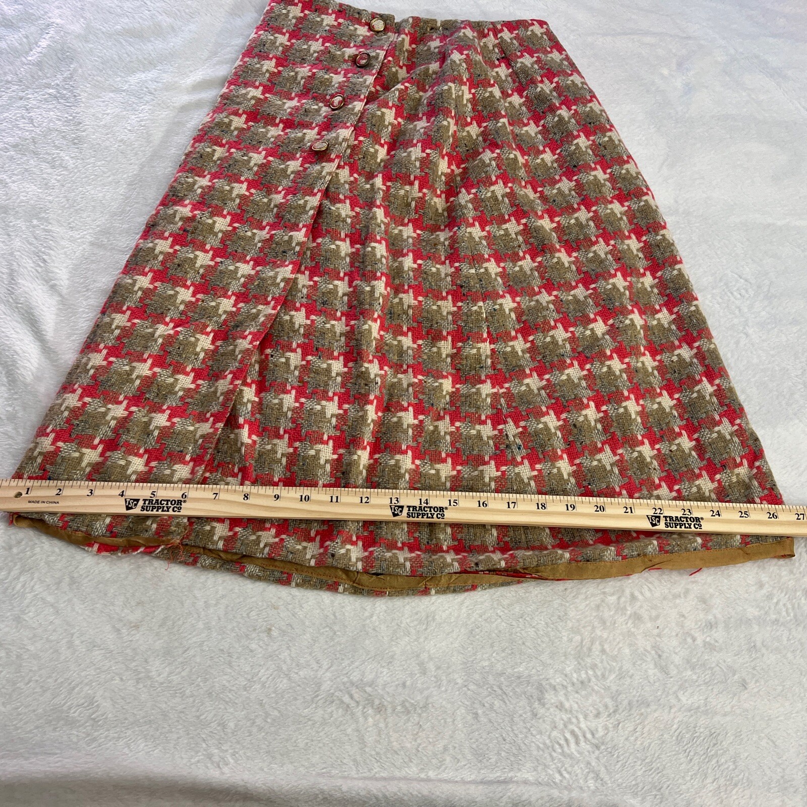 VTG McMullen MCM Skirt Tag Size 10 Multi Colored Weaved Fabric Buttons Pocket