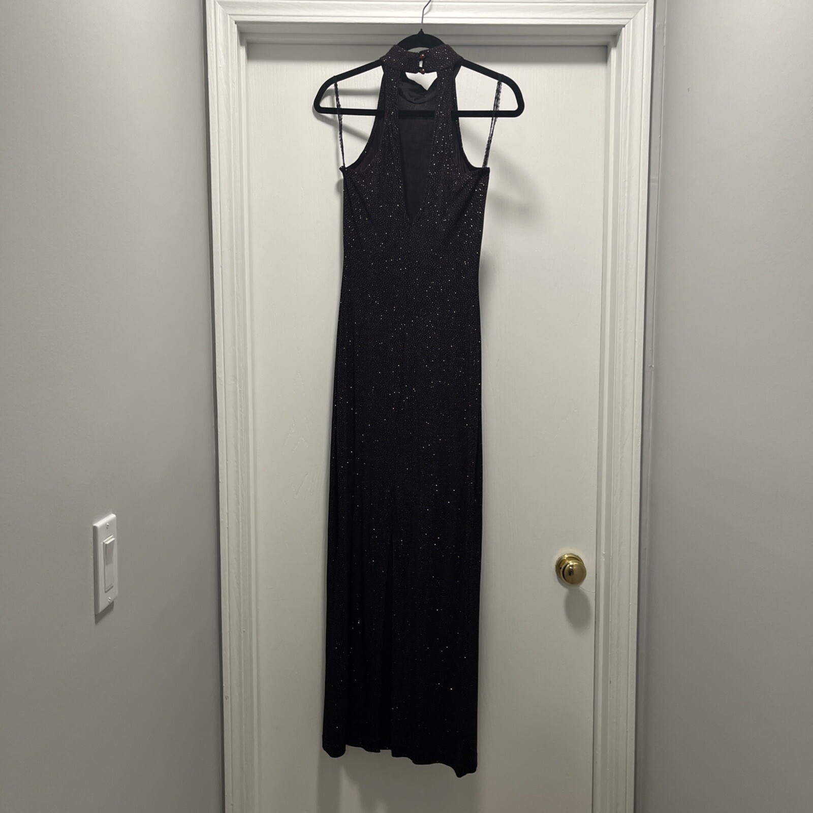 Roberta Vintage Burgundy Maxi Dress Size Medium Slinky Semi Sheer Full Length