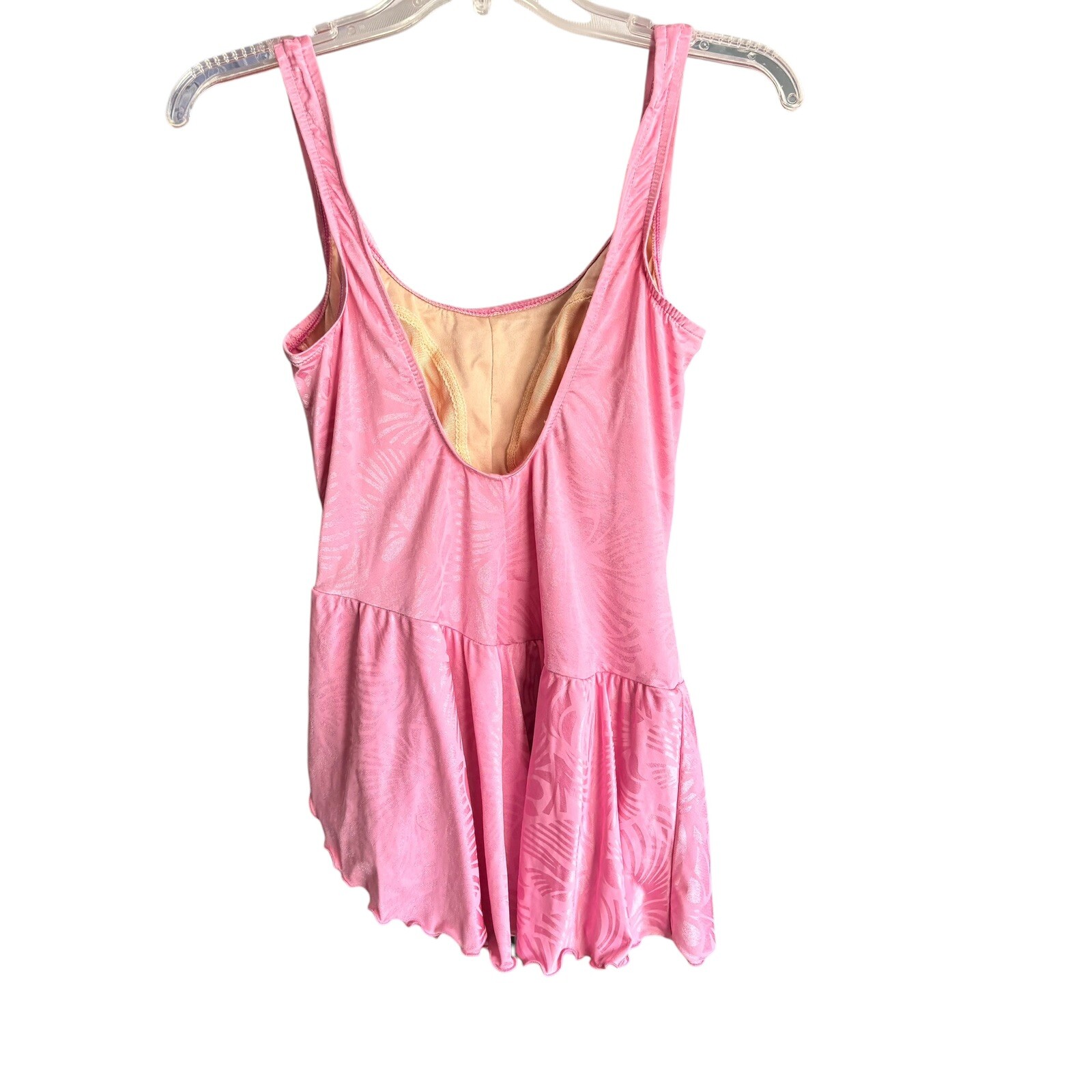 VINTAGE Louisa Brooks 1 Piece Retro Swim Dress Size 38 L/XL Pink Shelf Bra