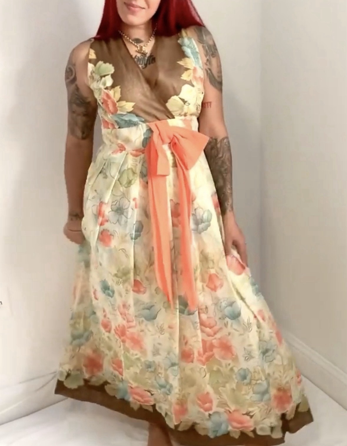 Vintage 70s Prairie Maxi Dress Made in California Floral Cottagecore Boho S/M