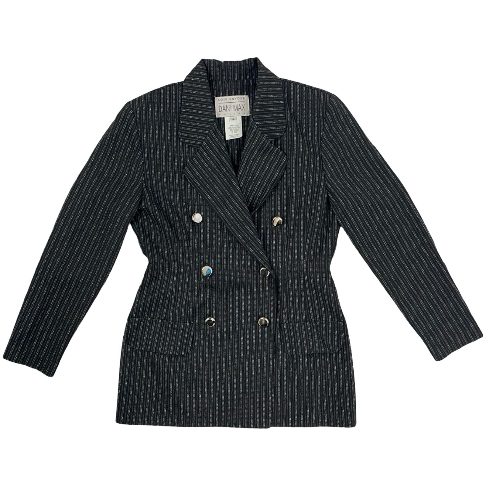 Vintage Pinstripe Double Breasted Blazer Size XS/Small 1990s Sport Coat Jacket