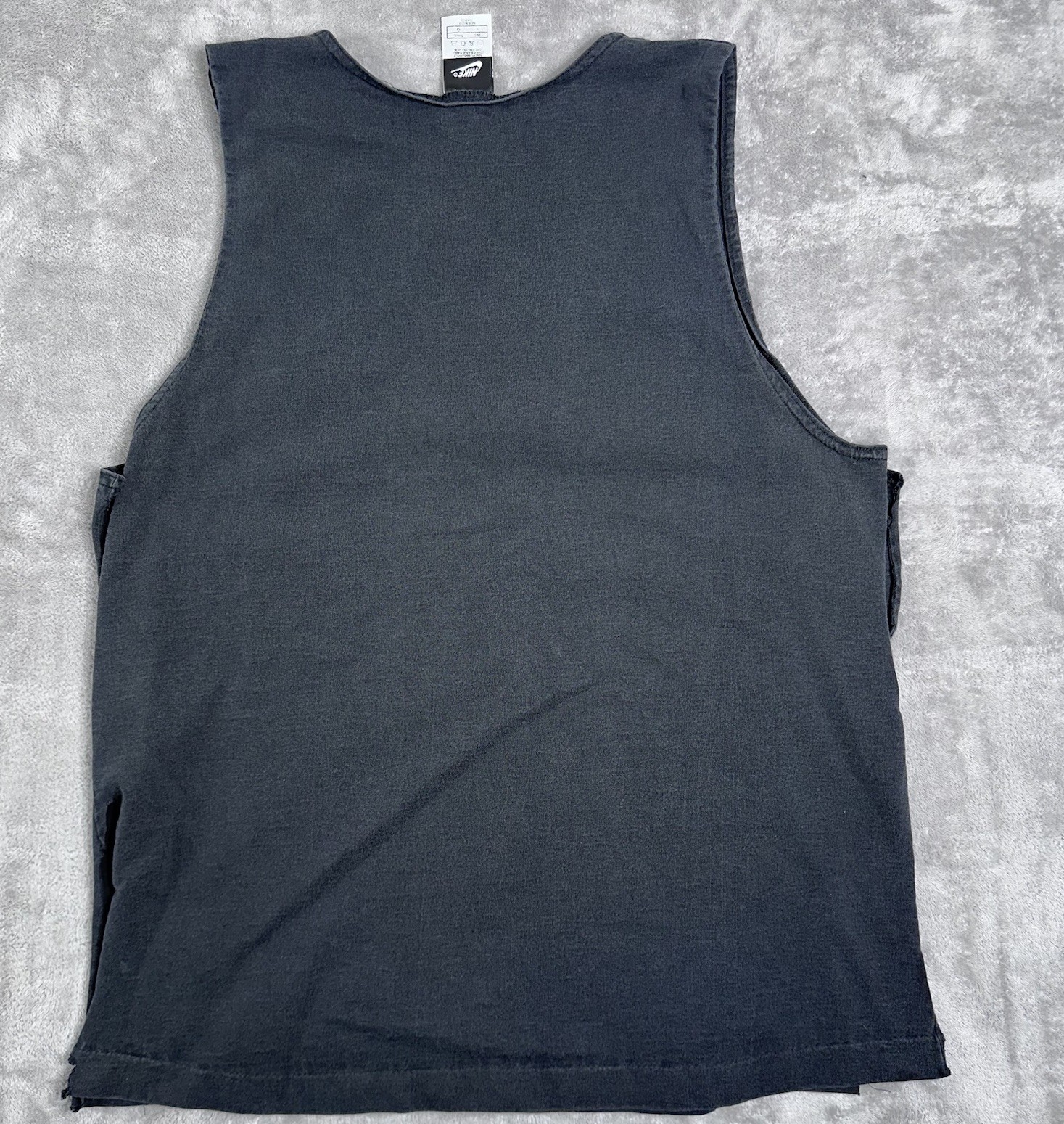Vintage Y2K Nike Made In USA Muscle Tank Large Fade Black High Side Slits