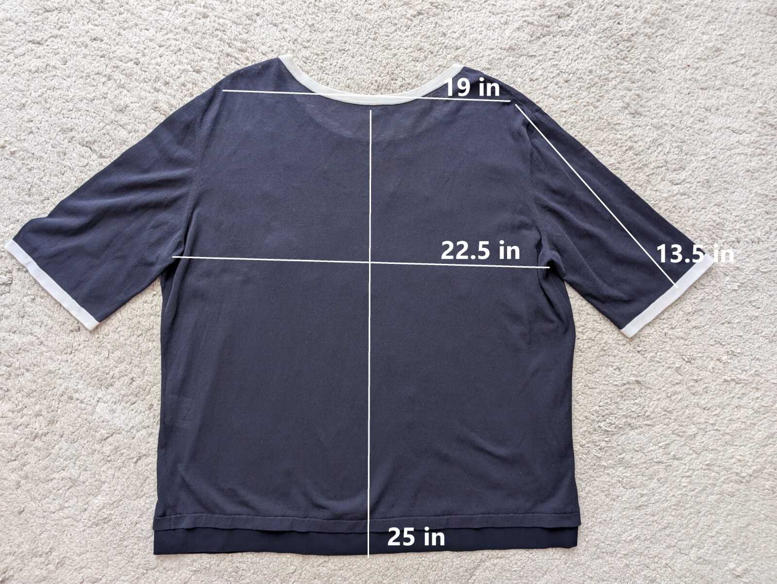 Chanel No 5 Embellished Logo Navy Silk Viscose Blouse Top T-Shirt Oversized 2XL