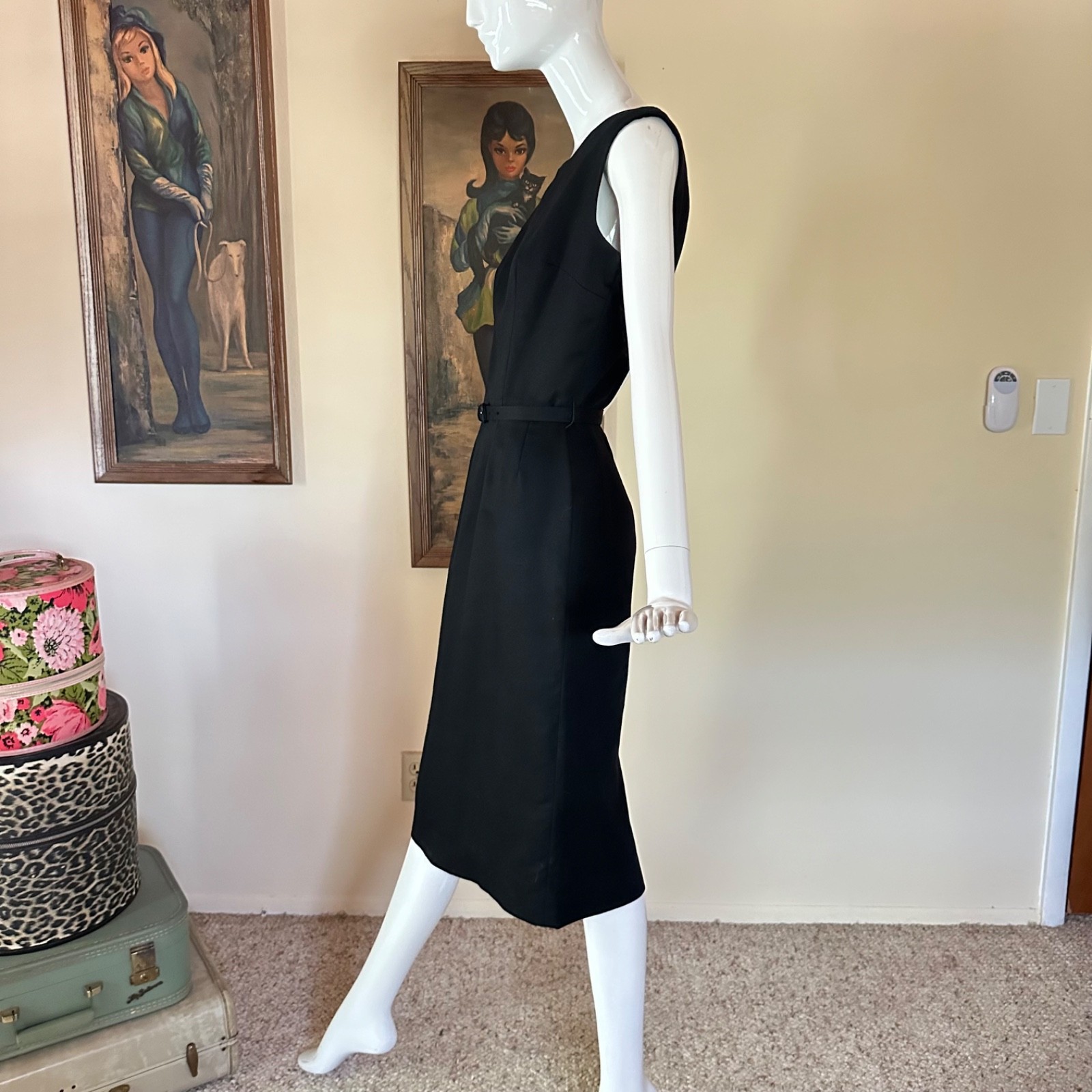 Vintage 1950s LBD Audrey Cocktail Dress & Blouse Layered Suit 2 pc Set S