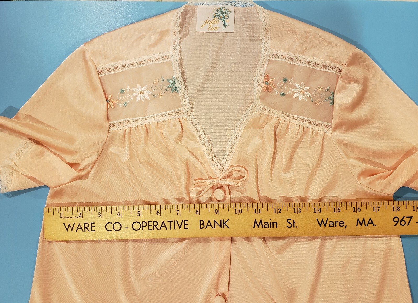 Women’s Vintage JOLIE TWO House Coat/Robe Duster Lightweight Embroidered Size XS