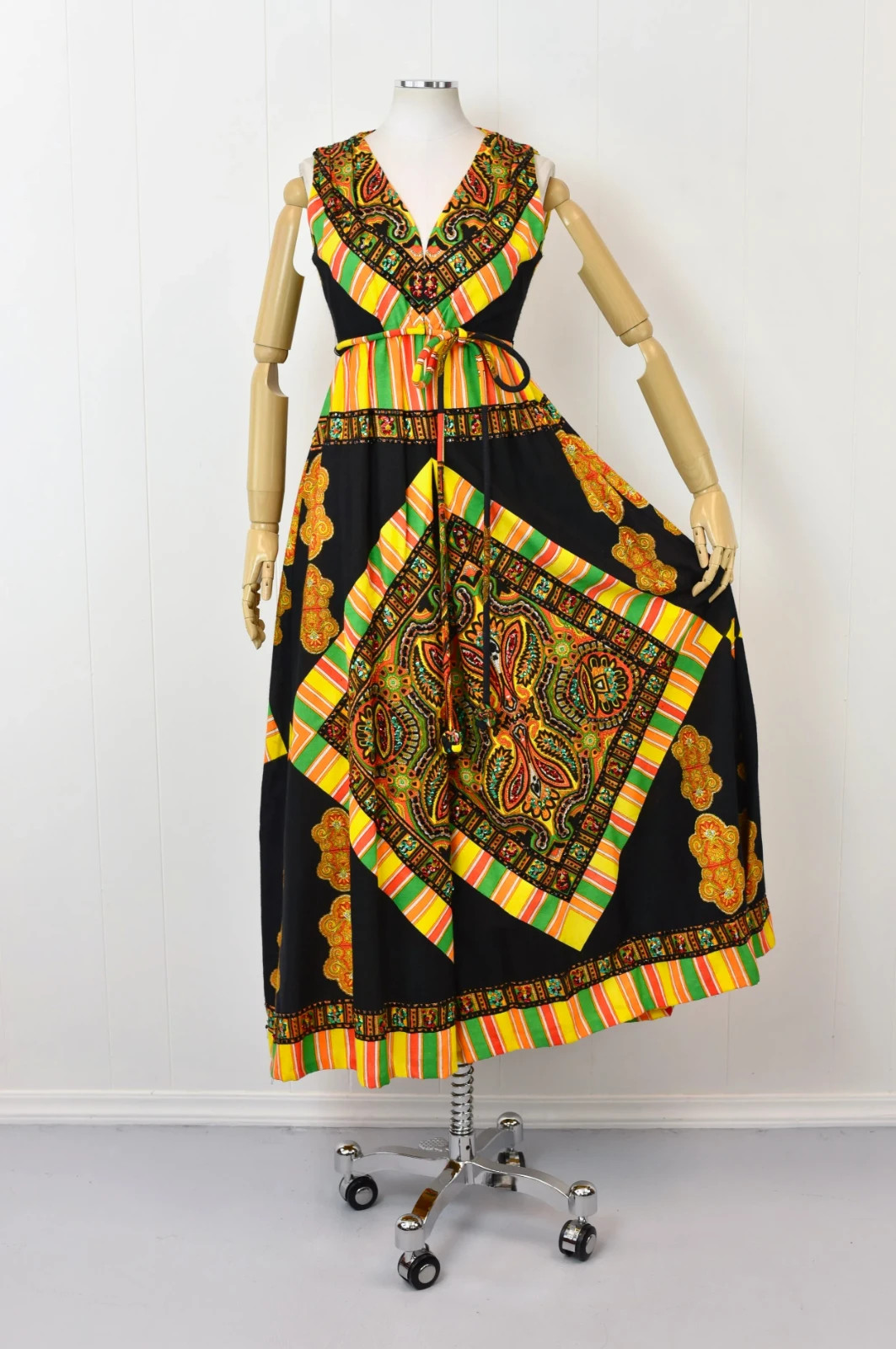 Vintage 1960s 70s Fred Perlberg Sequin Psychedelic Colorful Disco Jumpsuit