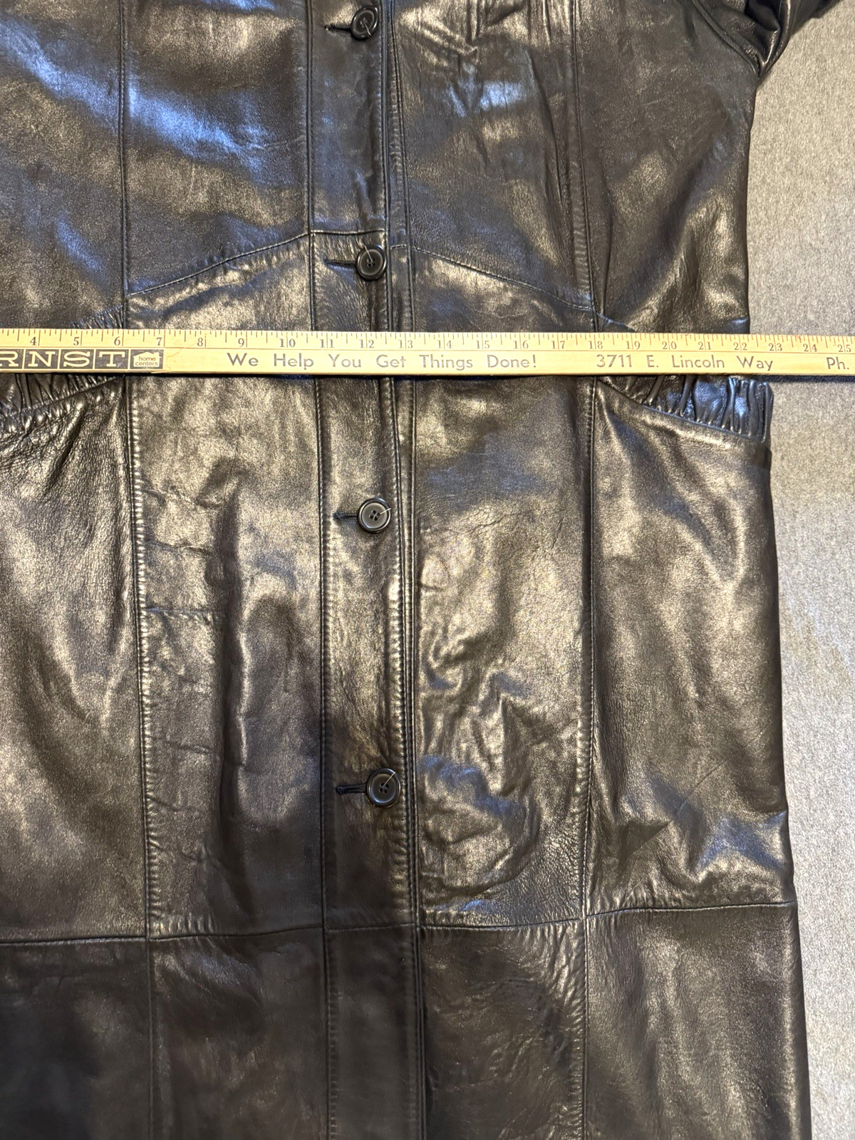 PELLE Black Leather Lined Trench Coat Size Medium Vintage 1980s