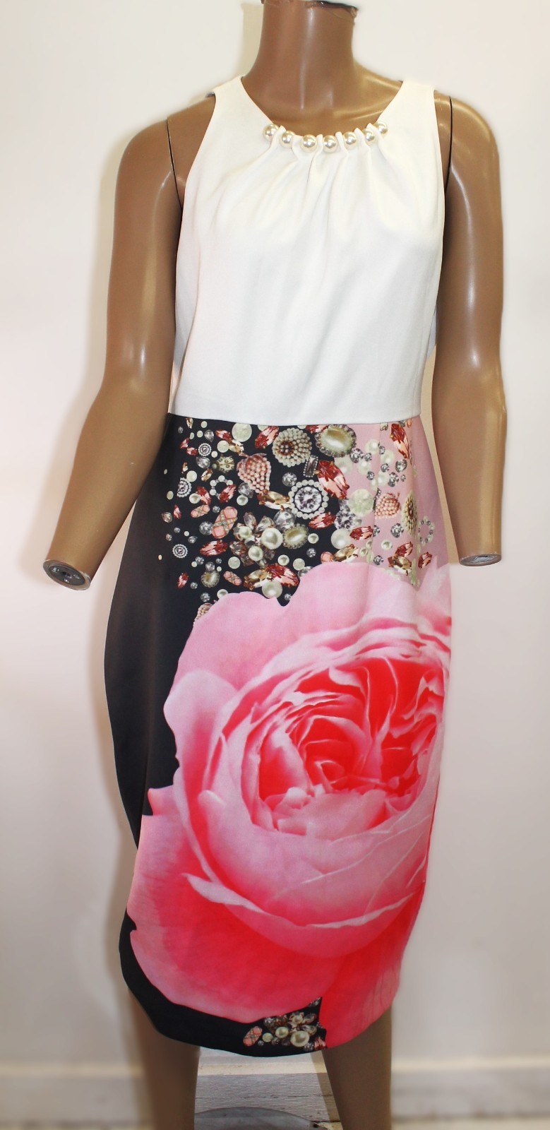 Ted Baker Vintage Rubelle Blenheim Palace Midi Dress w Floral Rose Size 3