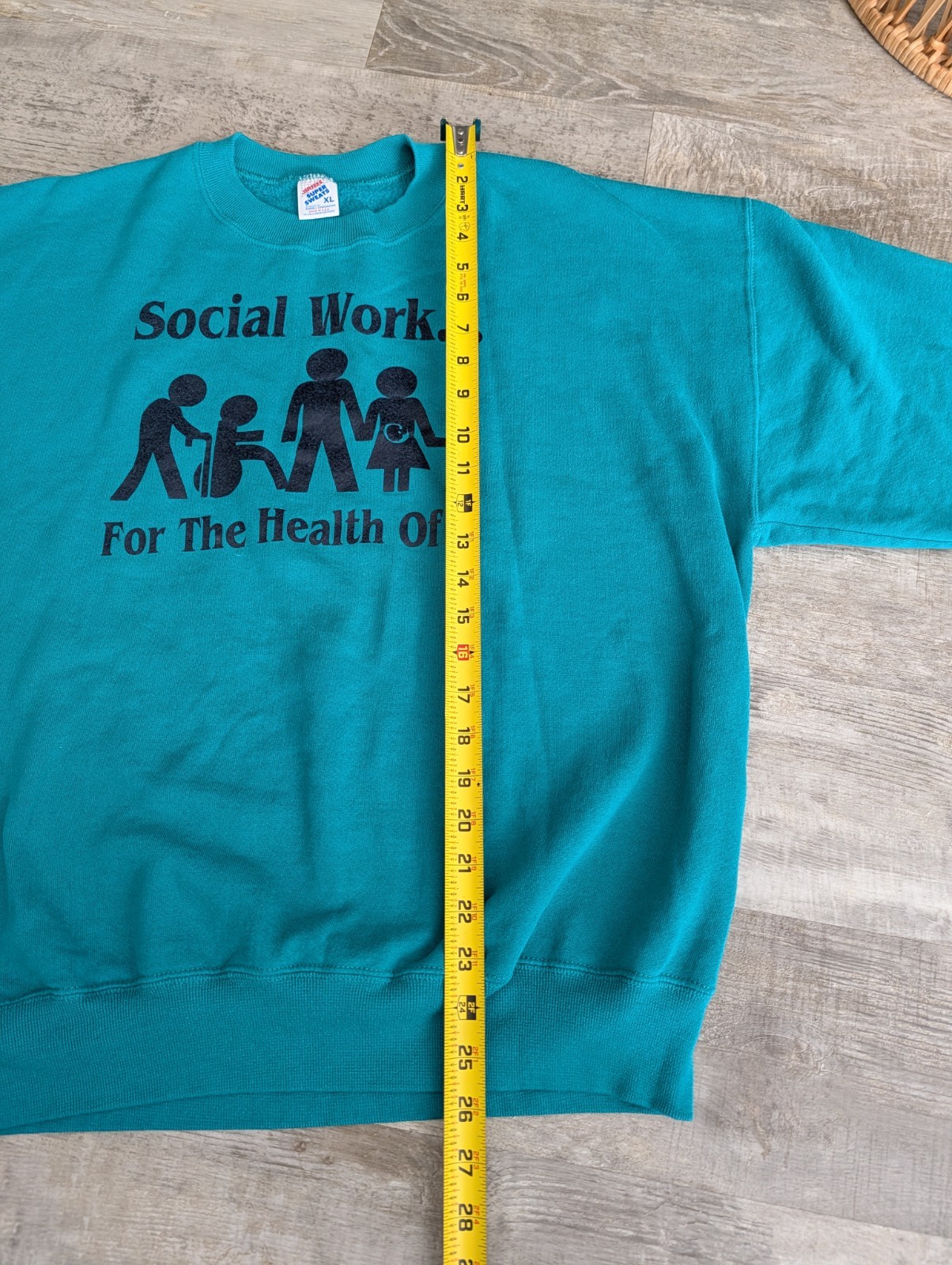 Vtg Jerzees Super Sweats Sweatshirt USA Social Work For The Health Of It XL
