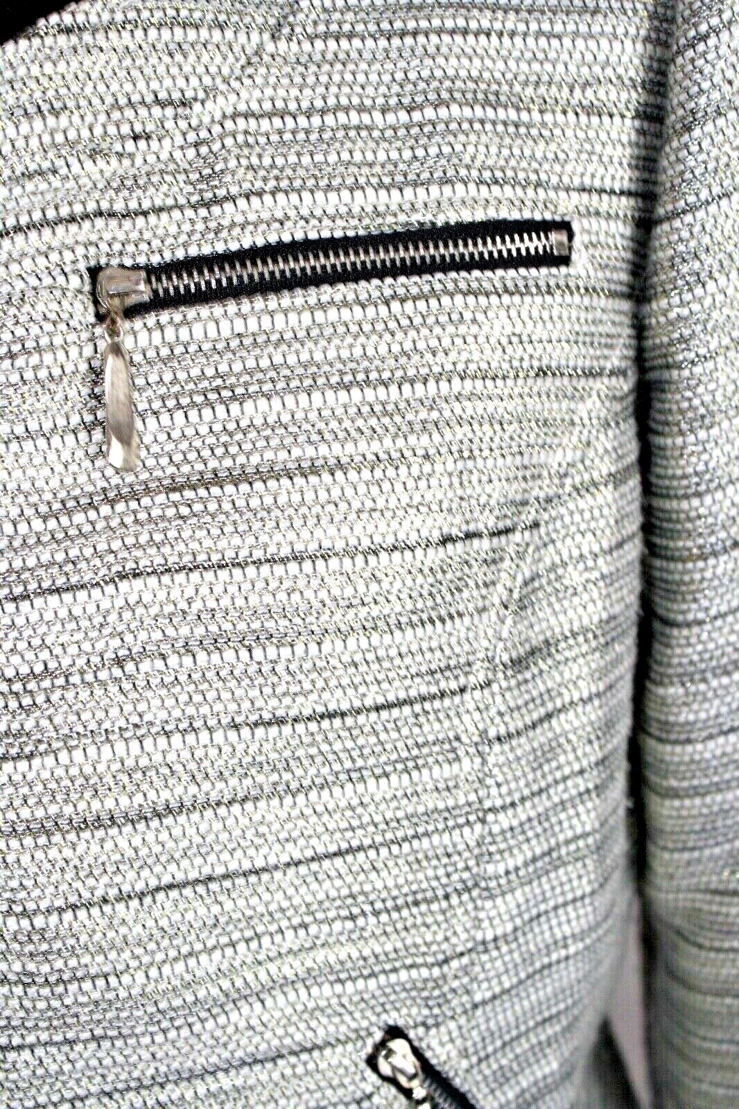 Lavand Vintage women XL jacket grey w/ metallic silver/gold threads throughout.