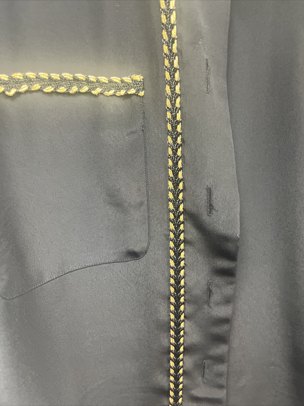 RARE FIND- VINTAGE COLLECTIONS BY Josephine Button Down GOLD TRIM BLACK SHIRT 10