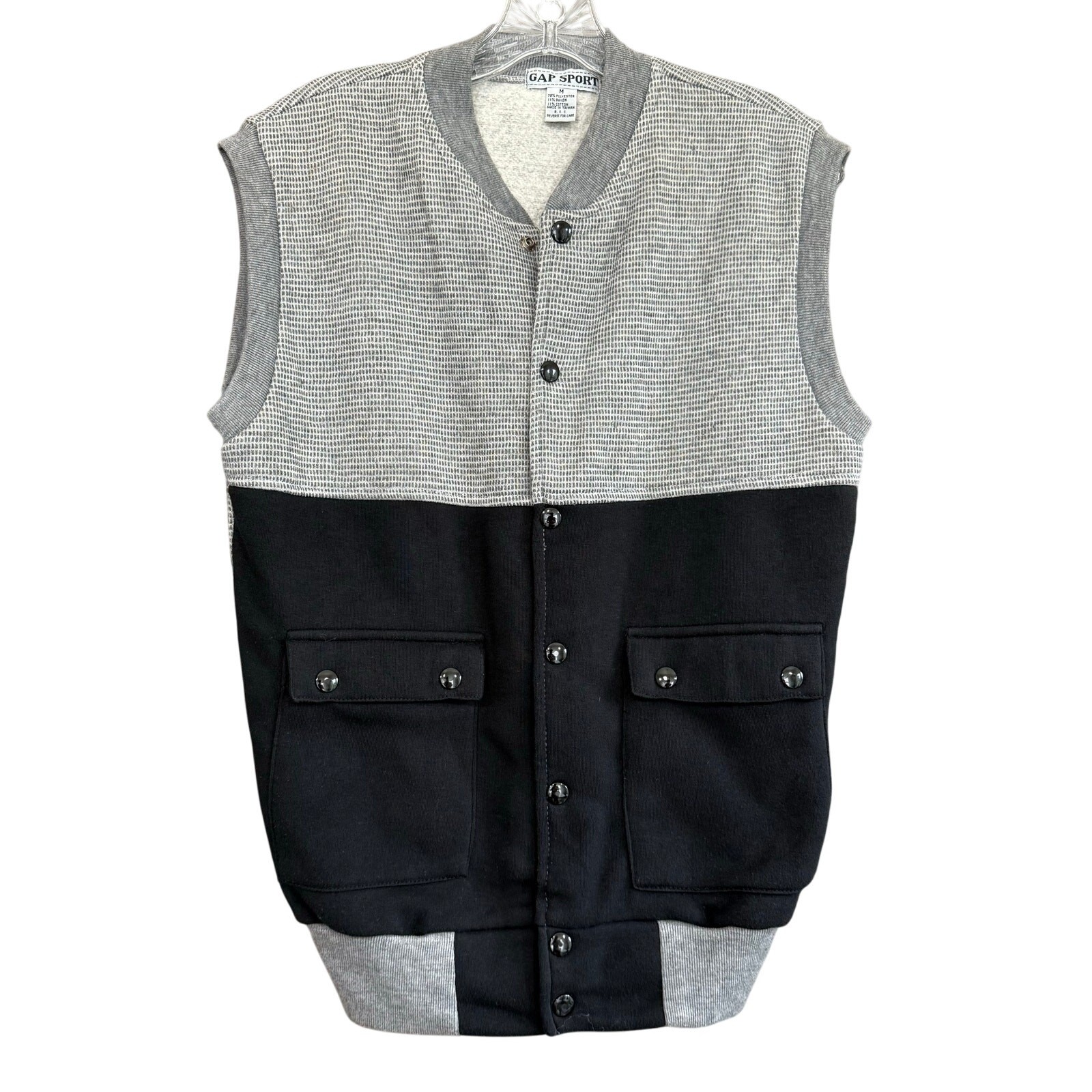 Vintage GAP Sport Fleece Vest Gray & Black Colorblock Normcore Women’s Size M