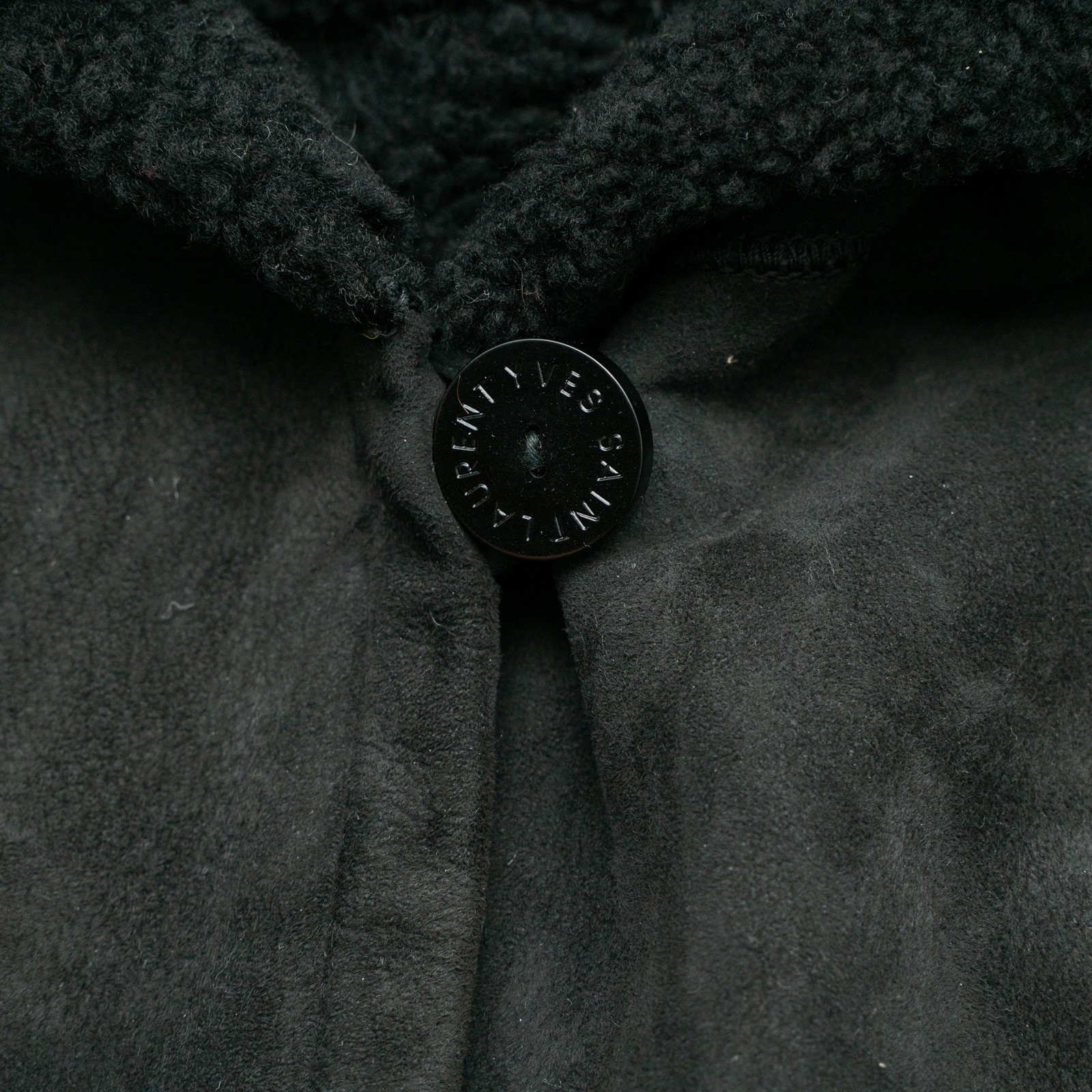 Vintage Yves Saint Laurent Fourrures YSL Suede Fur Button Up Hooded Coat Hoodie