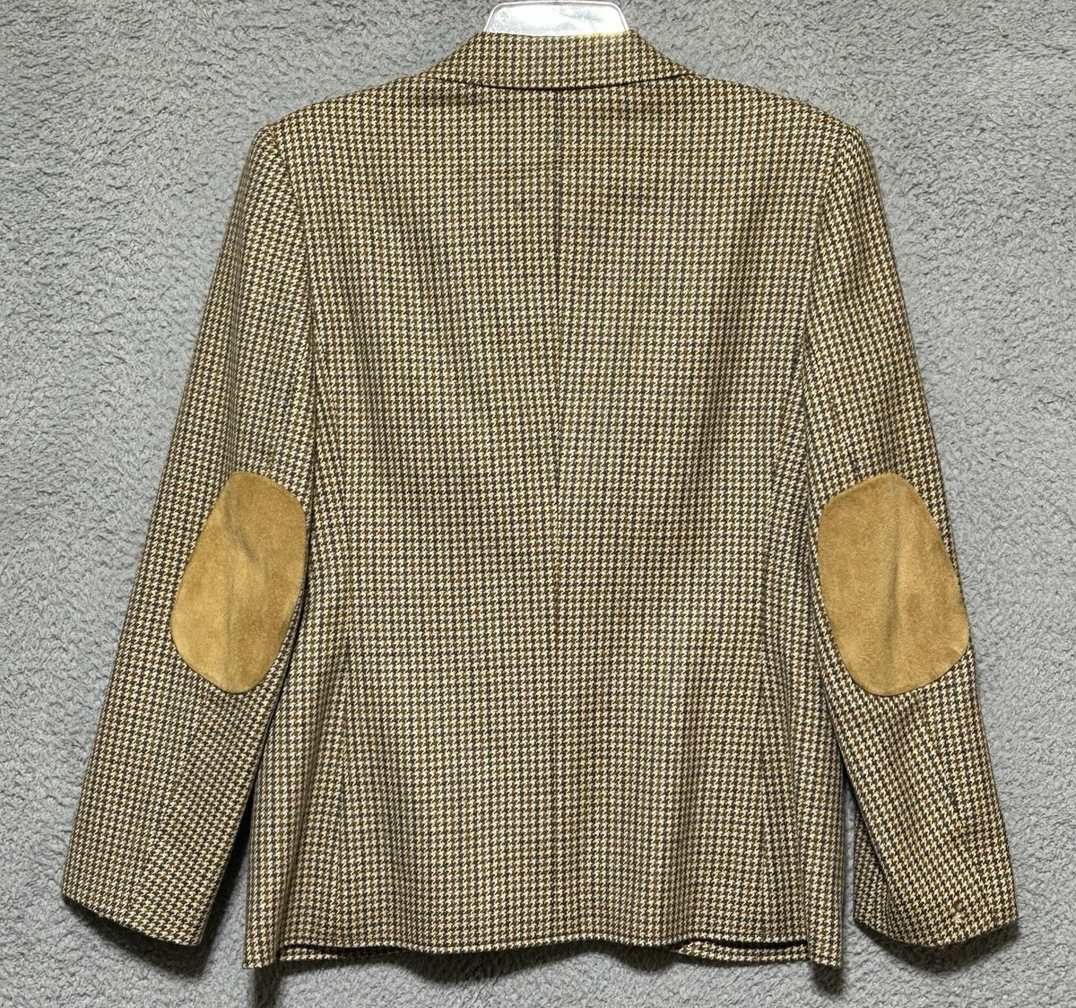 Ettienne Aigner Vintage Womens L Houndstooth Blazer Jacket 2 Button Lined Piping