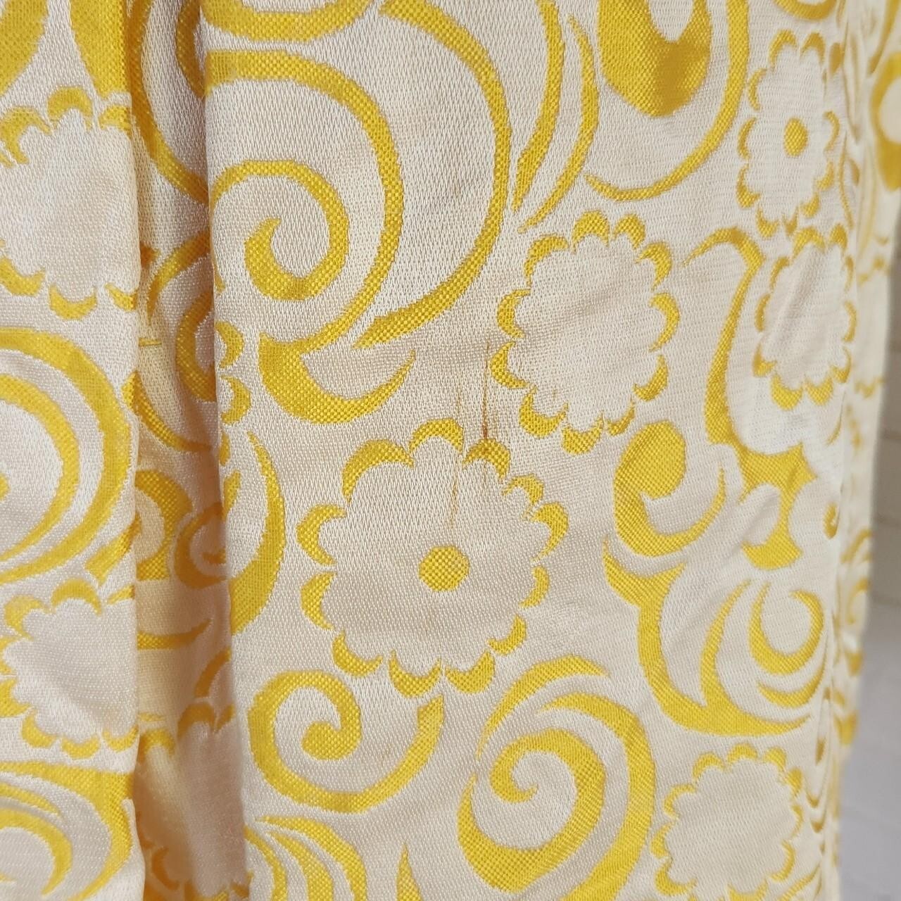 Vtg 60s Yellow Coat Regal Rococo Brocade Beaded